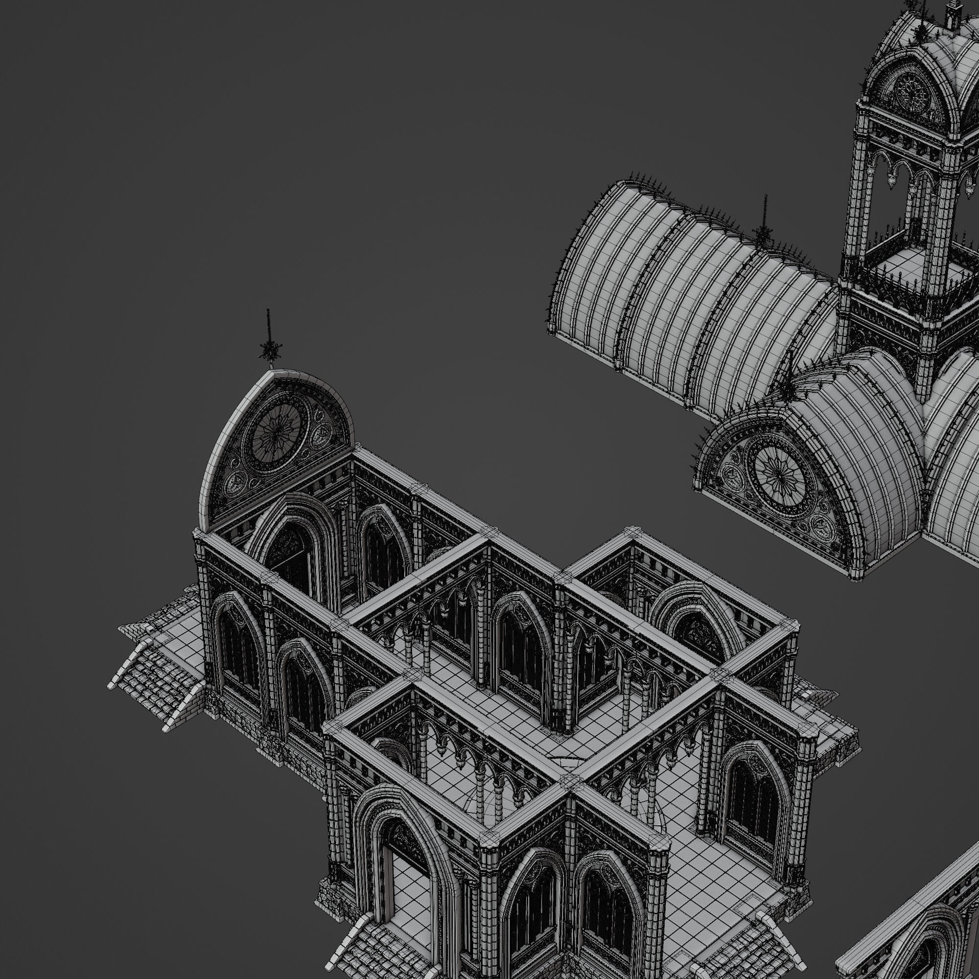 GOTHIC MODULAR BUILDING 3 Low-poly 3D model_18