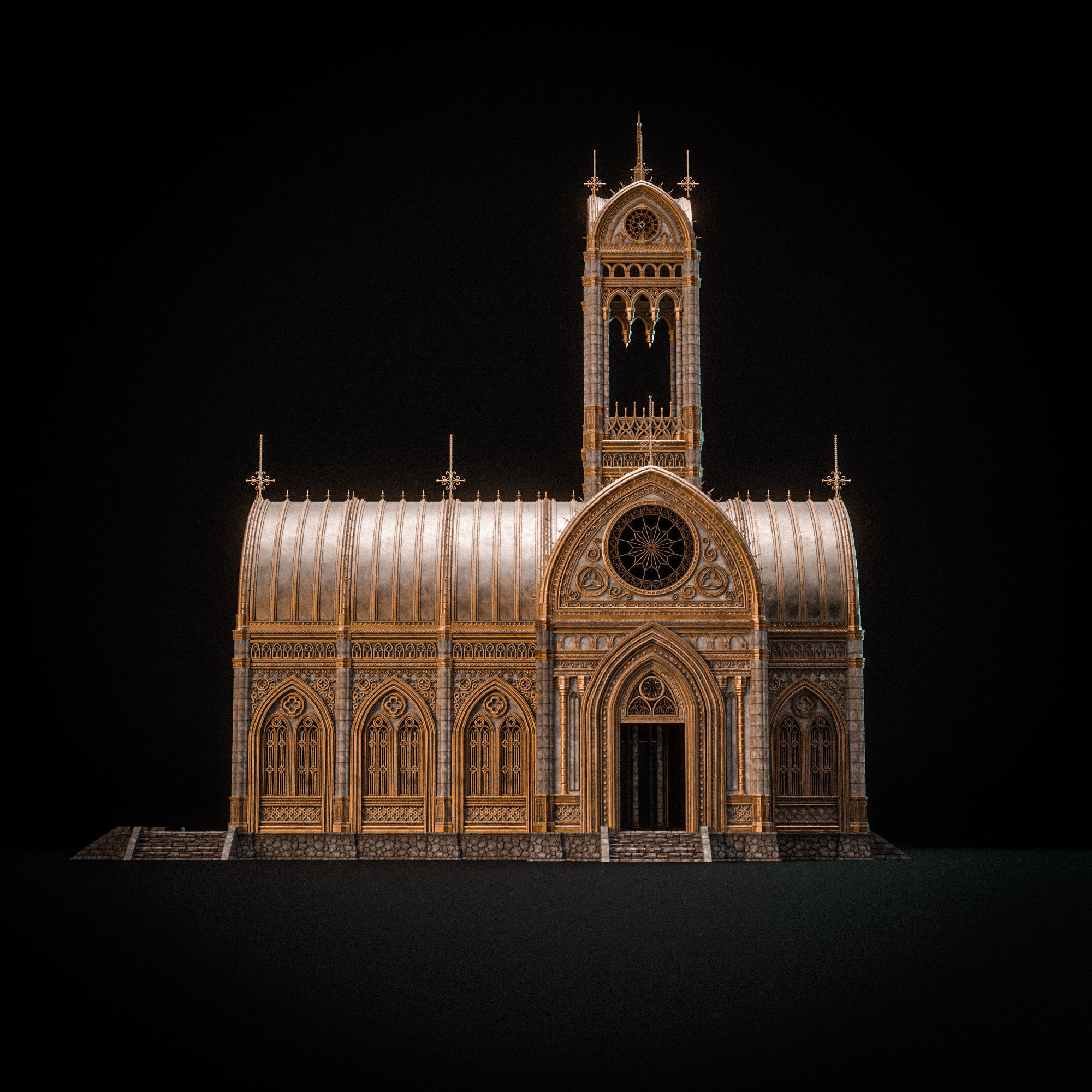 GOTHIC MODULAR BUILDING 3 Low-poly 3D model_7