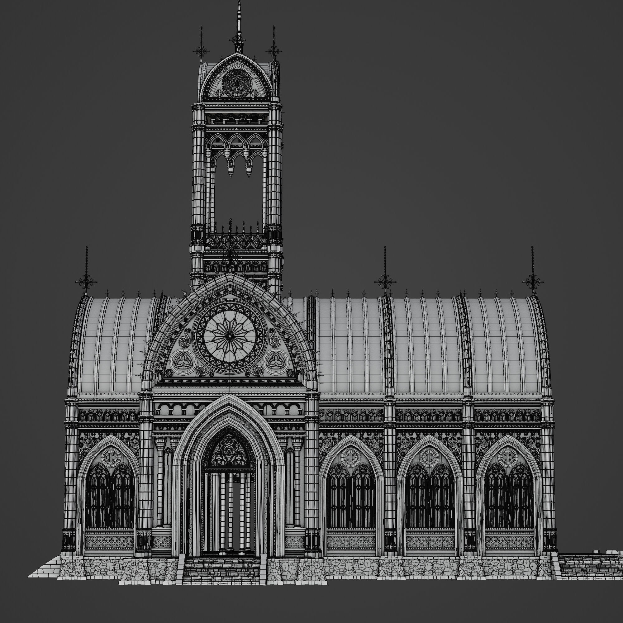 GOTHIC MODULAR BUILDING 3 Low-poly 3D model_17