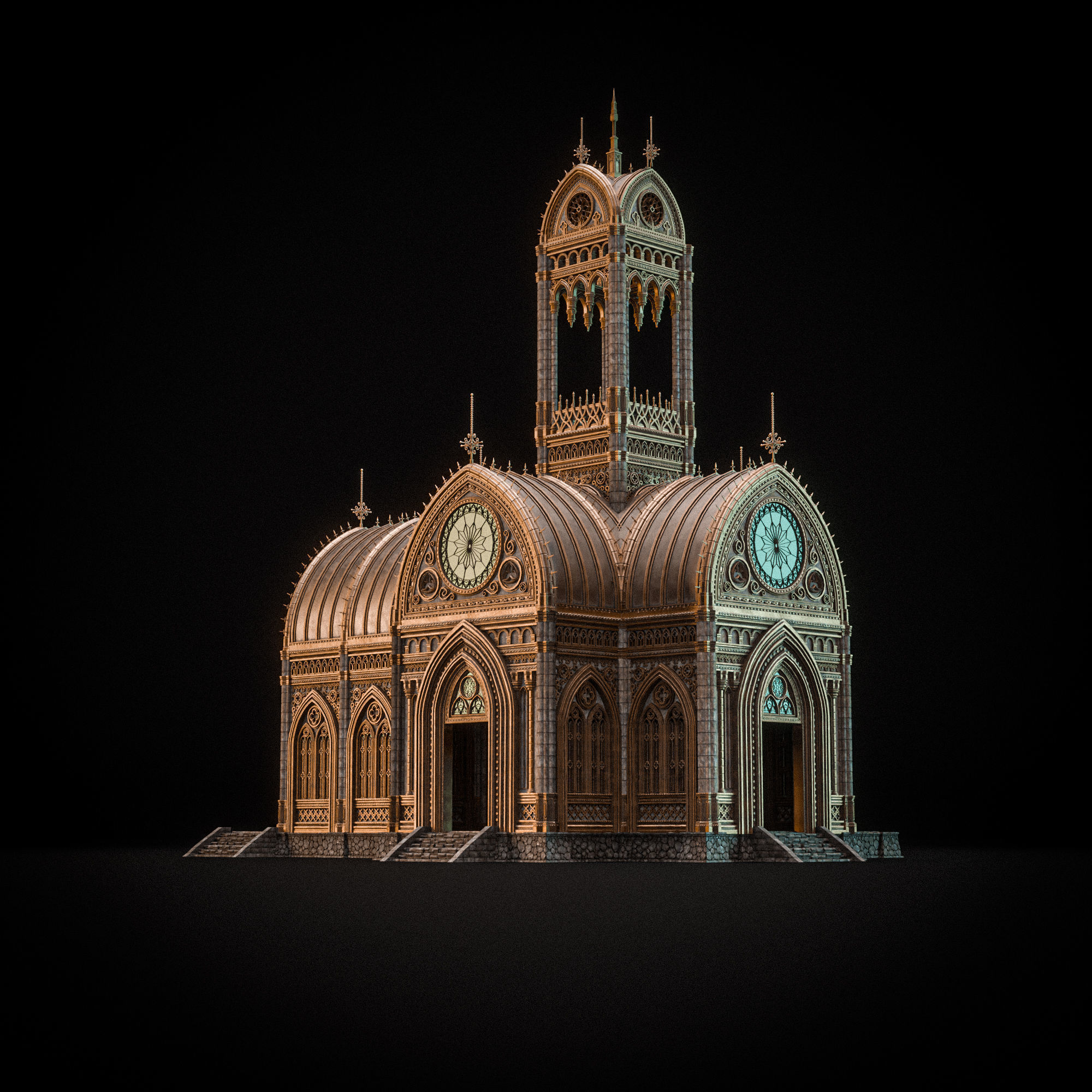 GOTHIC MODULAR BUILDING 3 Low-poly 3D model_8