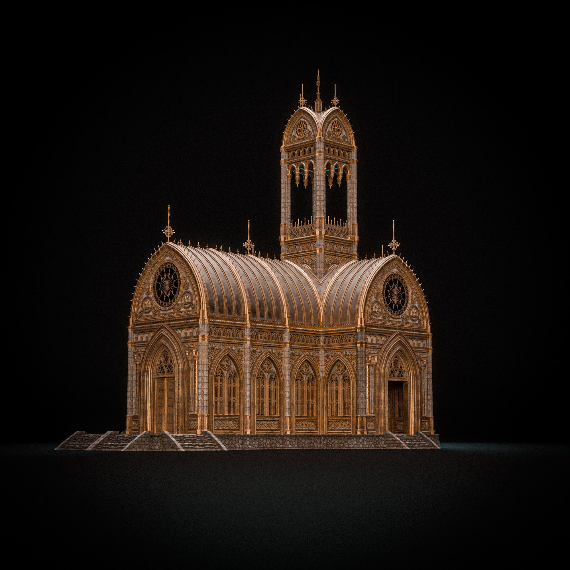 GOTHIC MODULAR BUILDING 3 Low-poly 3D model_6