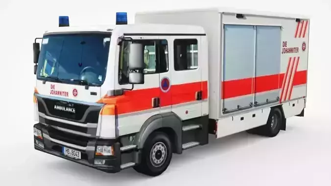 Generic European Ambulance truck Low-poly 3D model