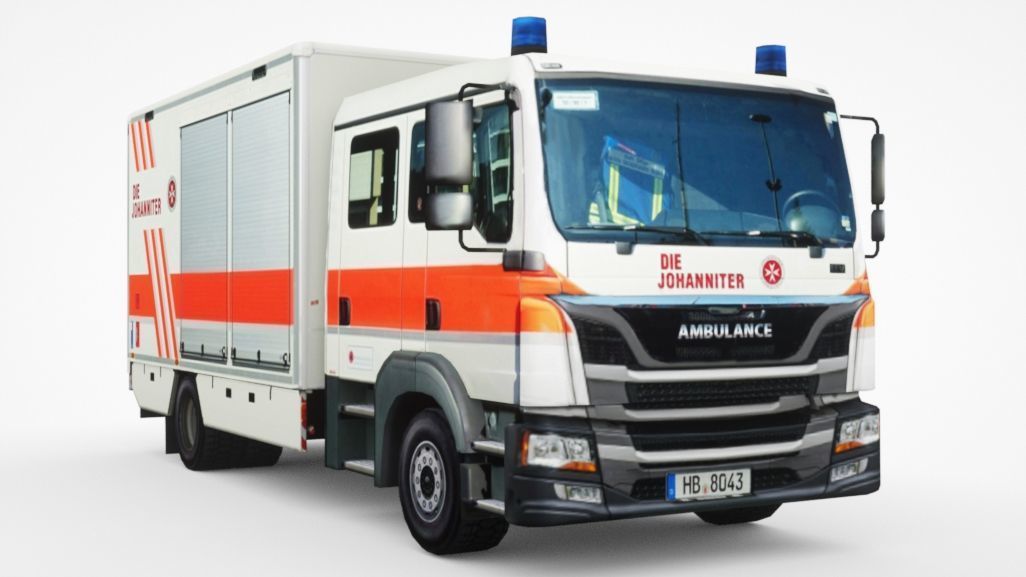 Generic European Ambulance truck Low-poly 3D model_7