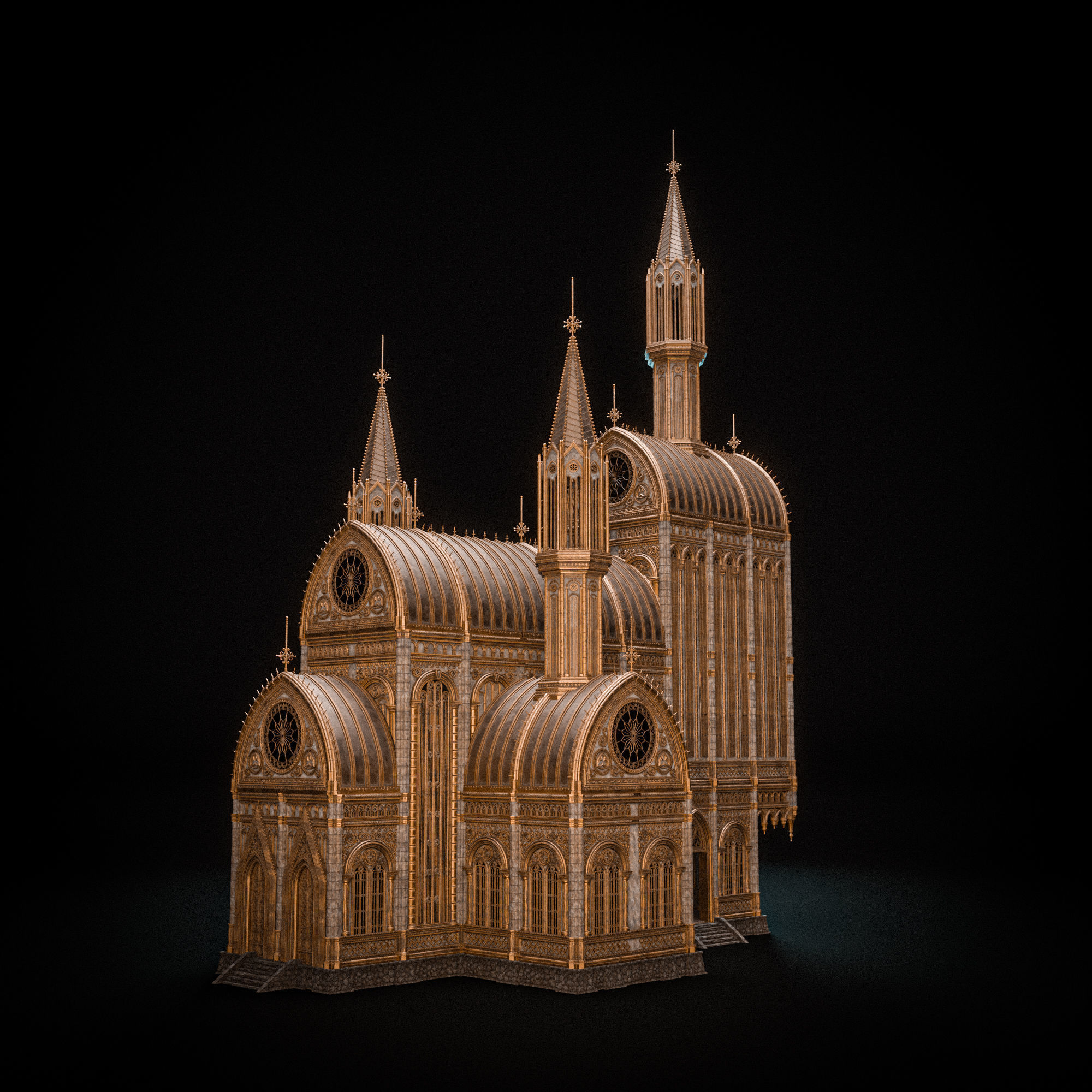 GOTHIC MODULAR BUILDING 4 Low-poly 3D model_6