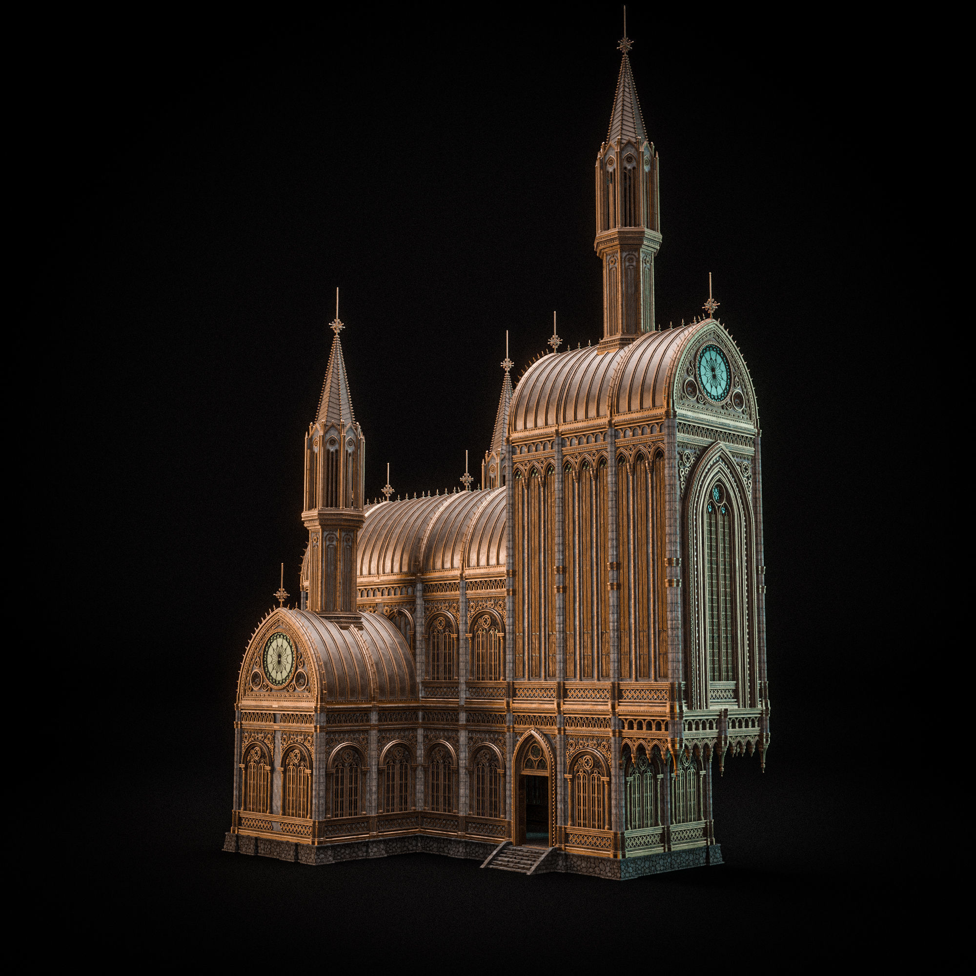 GOTHIC MODULAR BUILDING 4 Low-poly 3D model_8