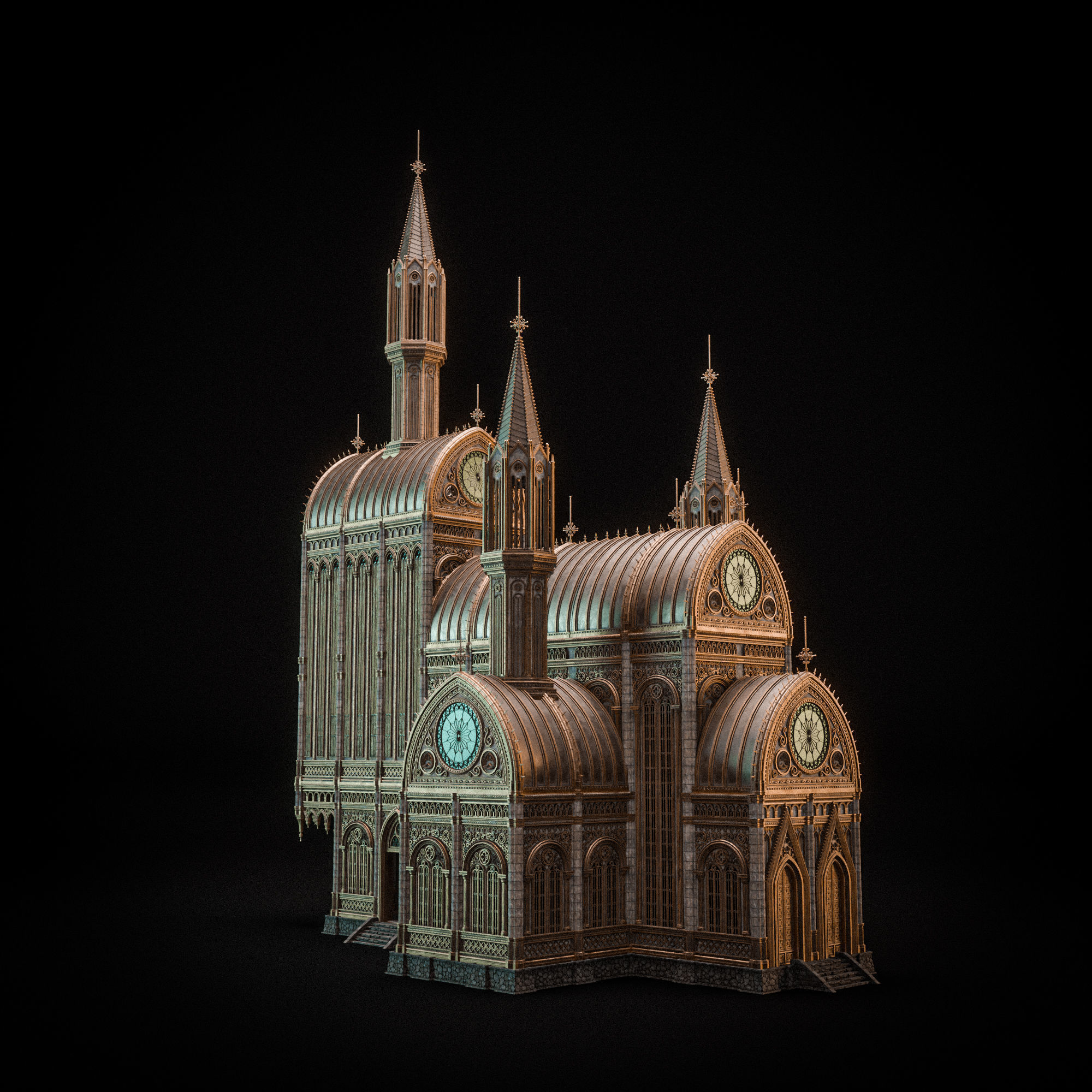 GOTHIC MODULAR BUILDING 4 Low-poly 3D model_12