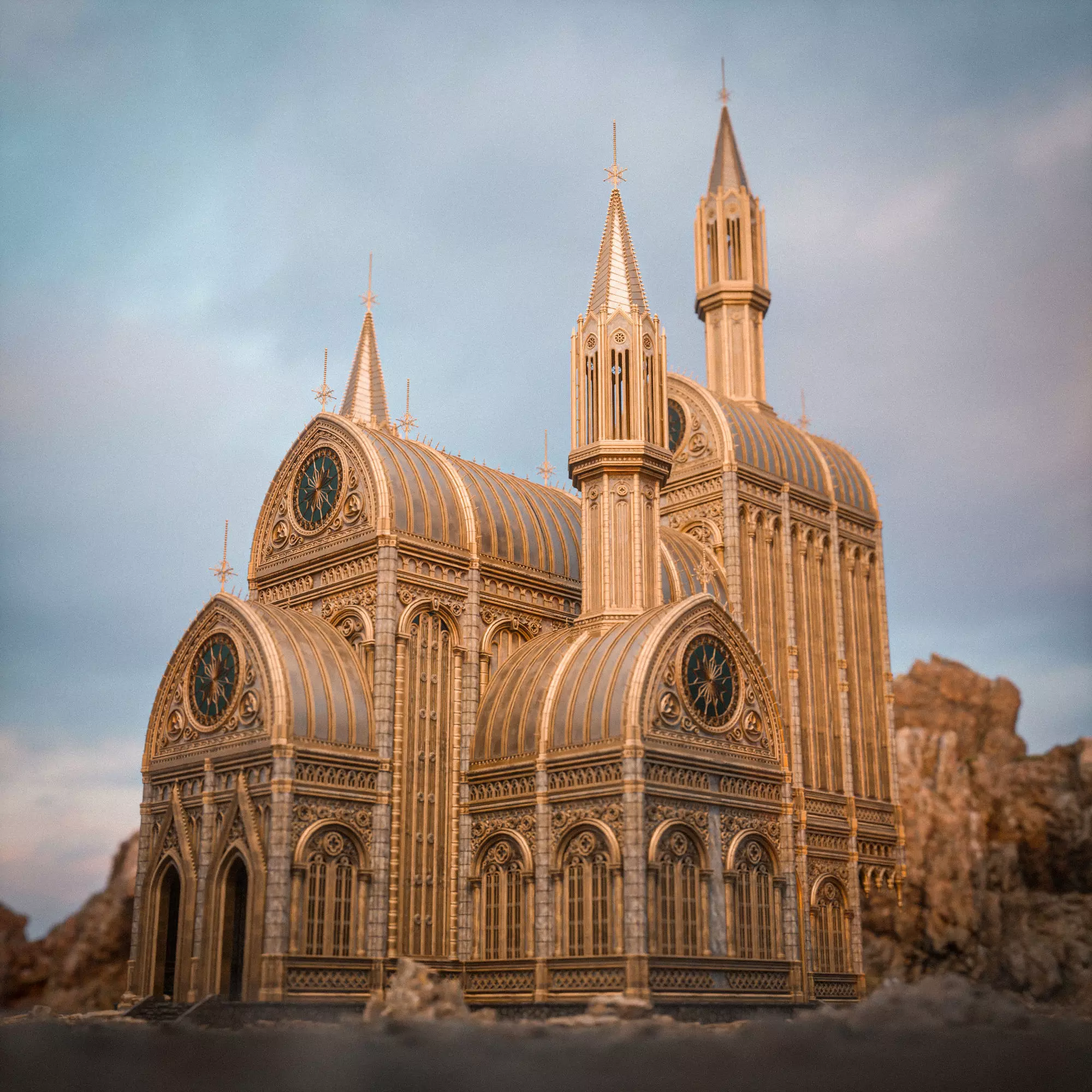 GOTHIC MODULAR BUILDING 4 Low-poly 3D model_0