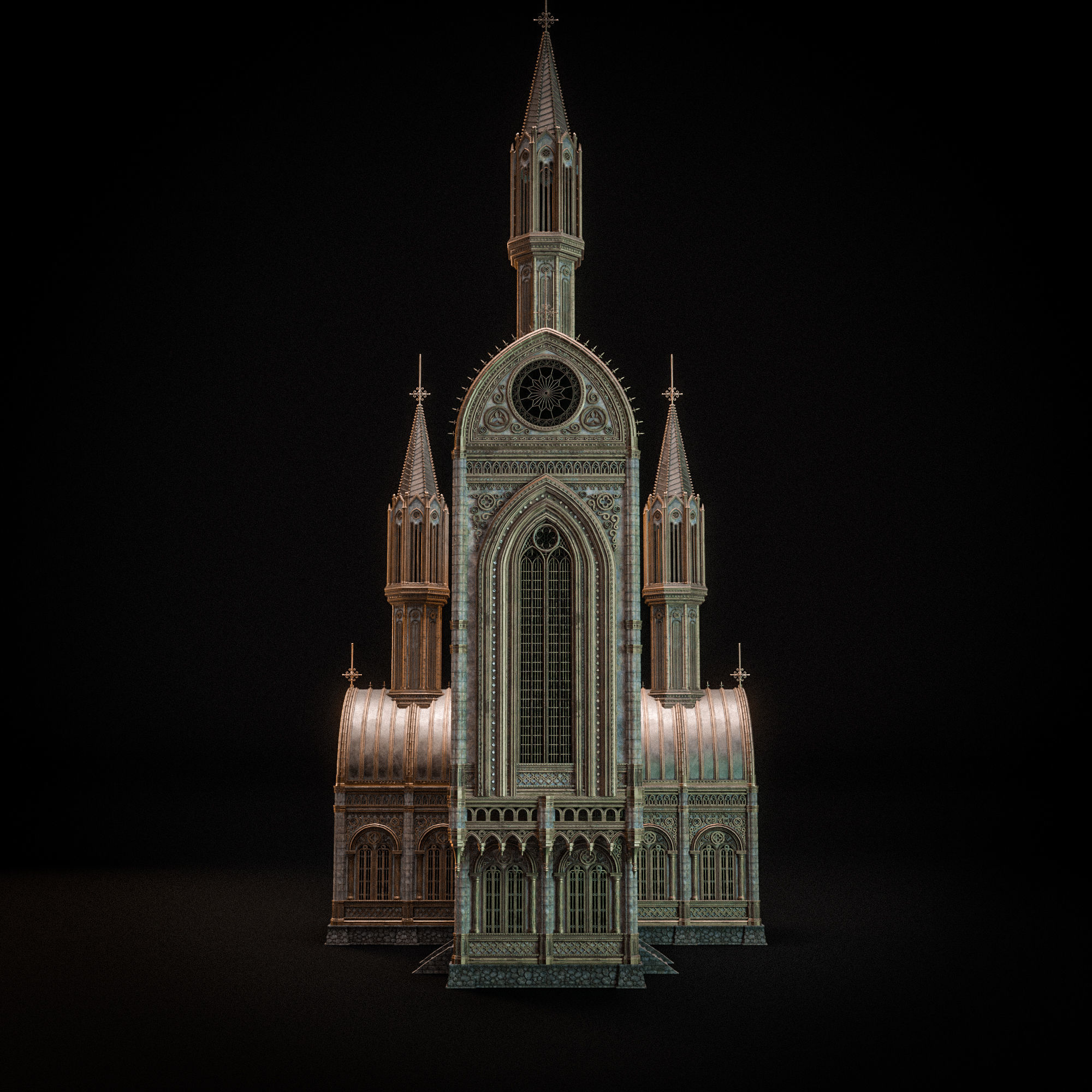 GOTHIC MODULAR BUILDING 4 Low-poly 3D model_9