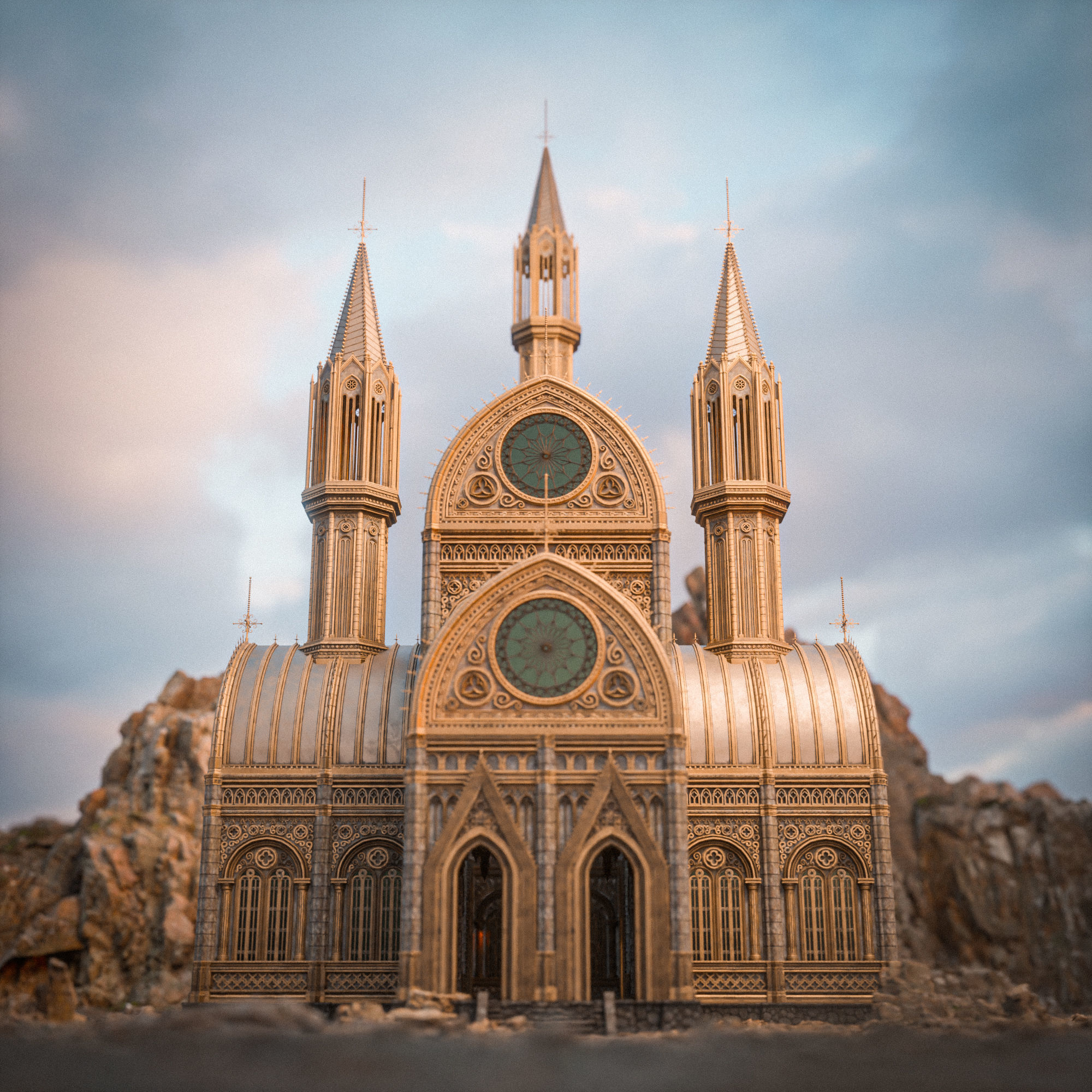 GOTHIC MODULAR BUILDING 4 Low-poly 3D model_2