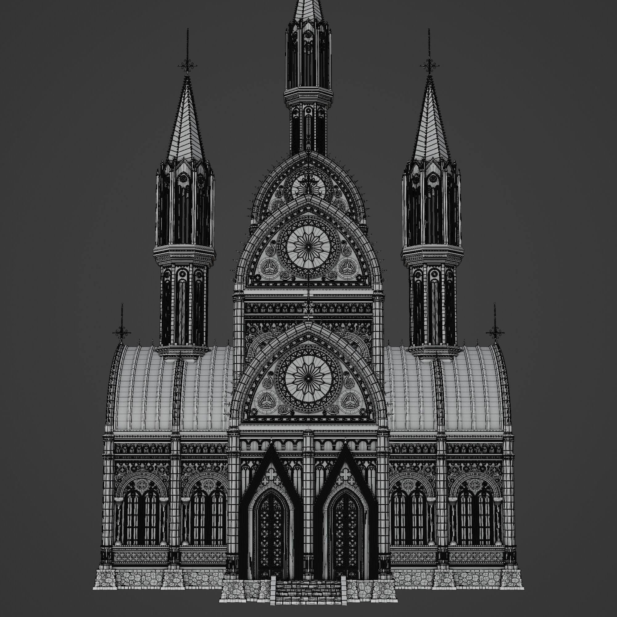 GOTHIC MODULAR BUILDING 4 Low-poly 3D model_15