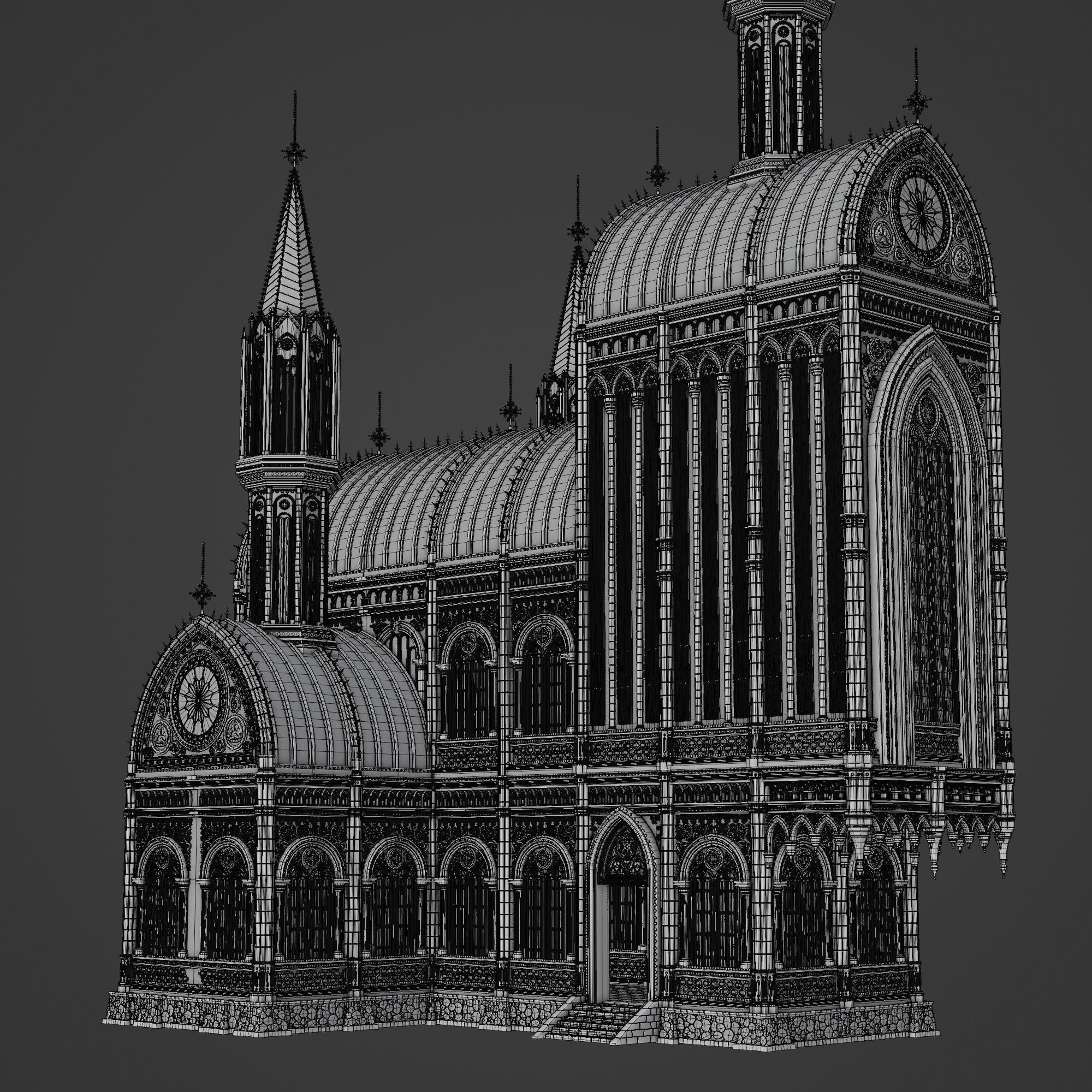 GOTHIC MODULAR BUILDING 4 Low-poly 3D model_16