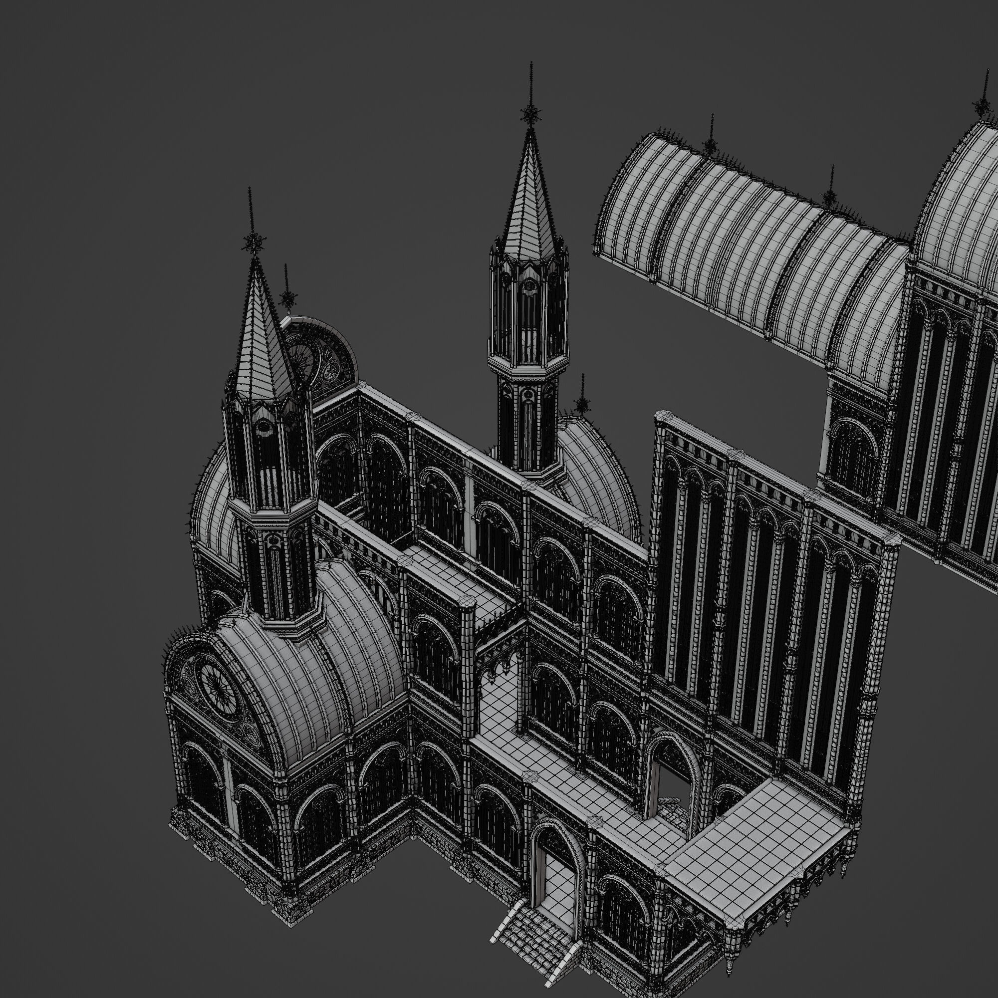 GOTHIC MODULAR BUILDING 4 Low-poly 3D model_18