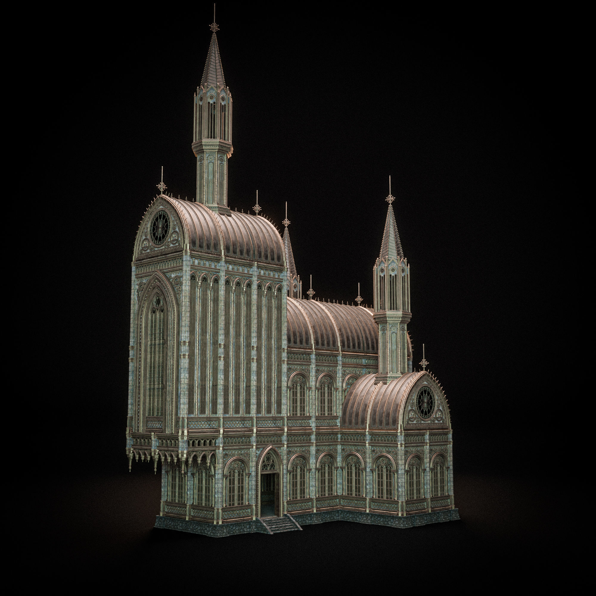 GOTHIC MODULAR BUILDING 4 Low-poly 3D model_10