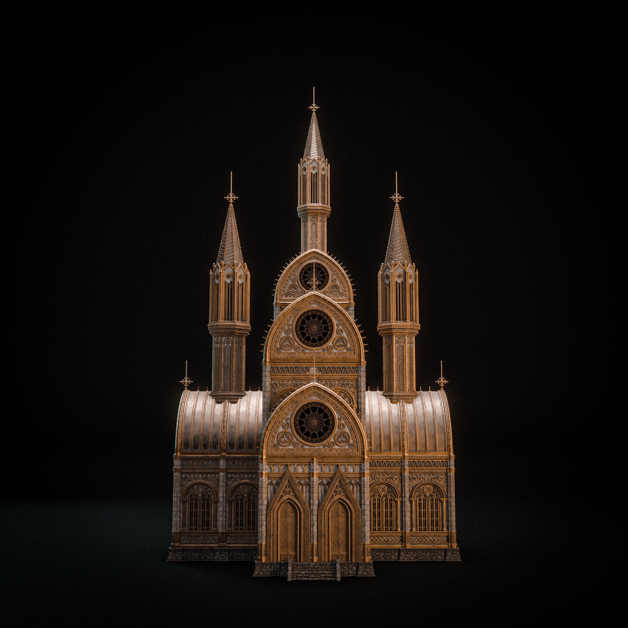 GOTHIC MODULAR BUILDING 4 Low-poly 3D model_5
