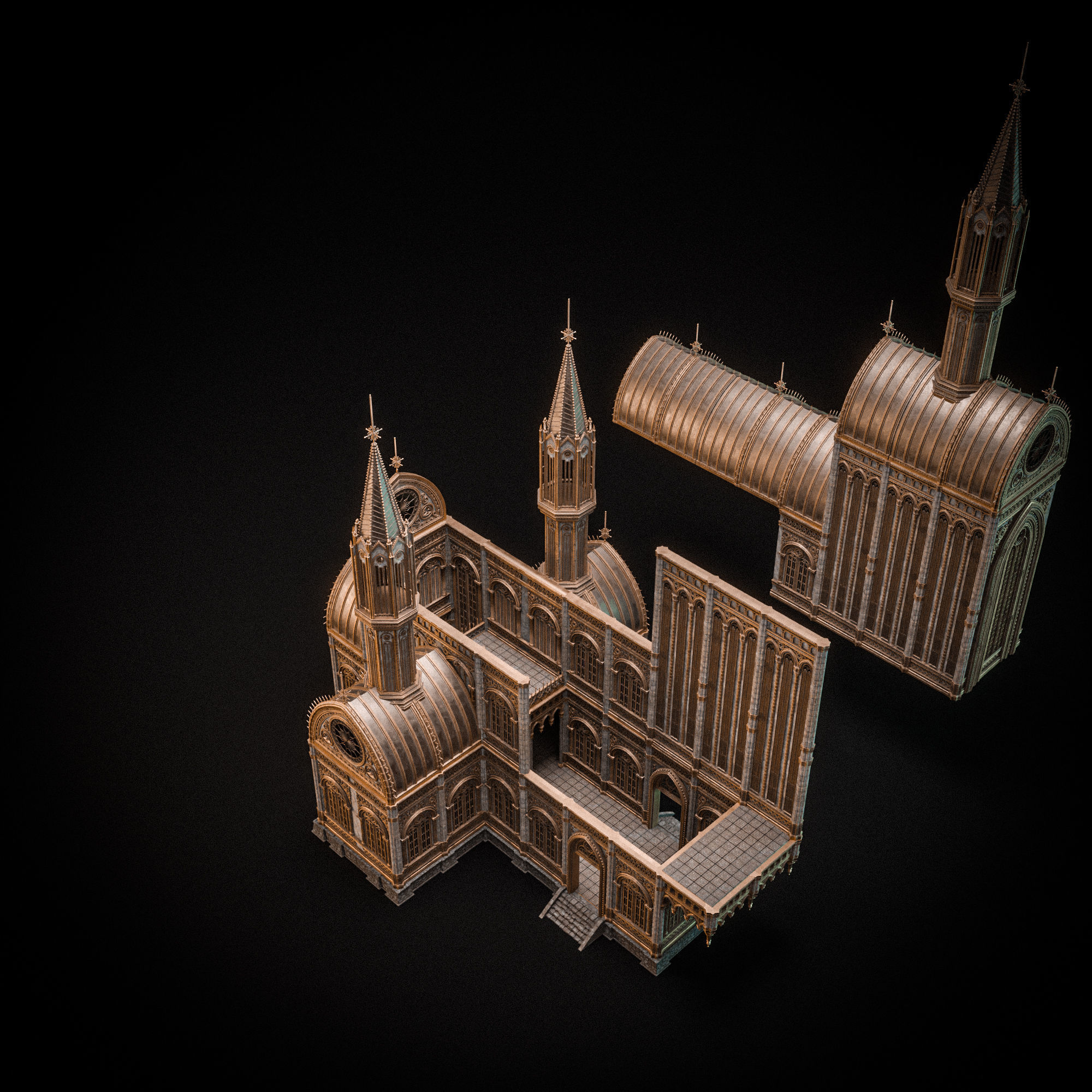 GOTHIC MODULAR BUILDING 4 Low-poly 3D model_14