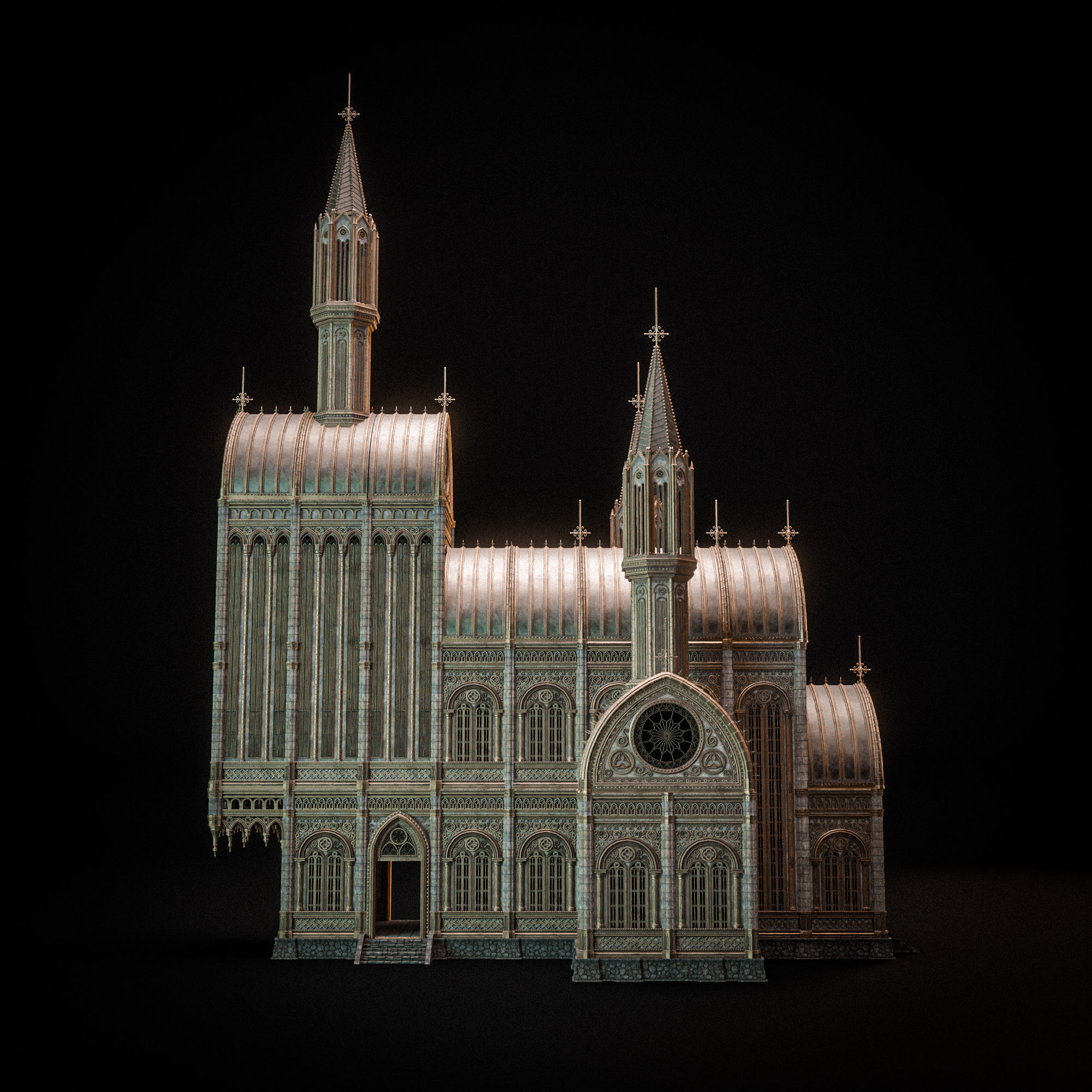 GOTHIC MODULAR BUILDING 4 Low-poly 3D model_11