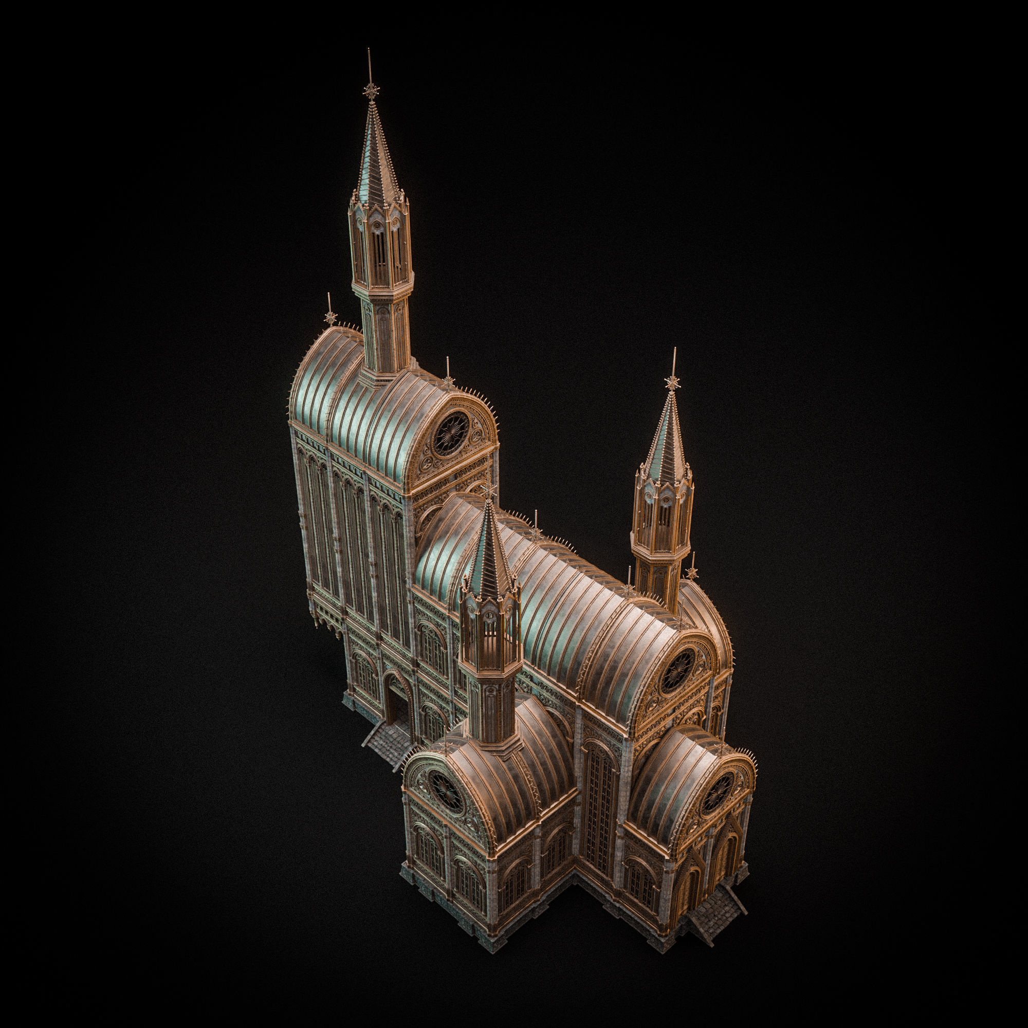 GOTHIC MODULAR BUILDING 4 Low-poly 3D model_13