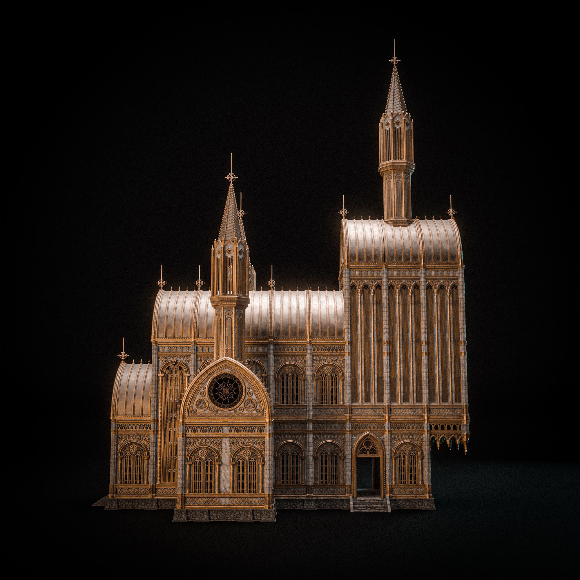 GOTHIC MODULAR BUILDING 4 Low-poly 3D model_7