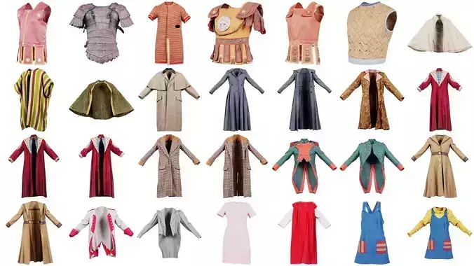 280 Cosplay Fantasy Military Historic Clothing Superbundle 3D Model Collection