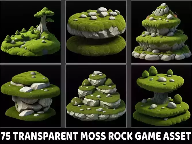 75 Moss Rock Background Game Asset