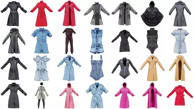 37 Woman Coat Romper Body Clothing Superbundle 3D Model Collection
