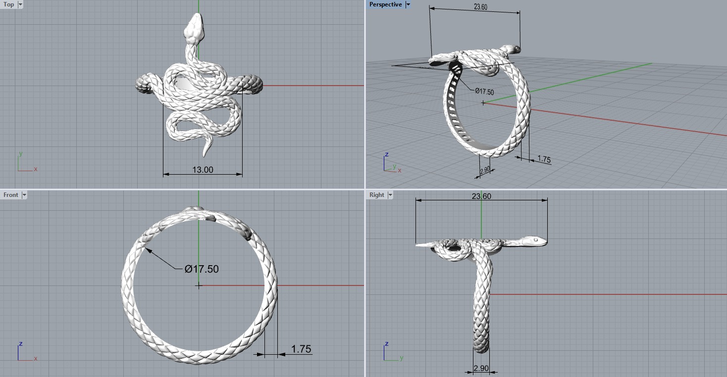 High jewelry Snake ring 2025 R42 16-20 sizes 3D print model 3D print model_1