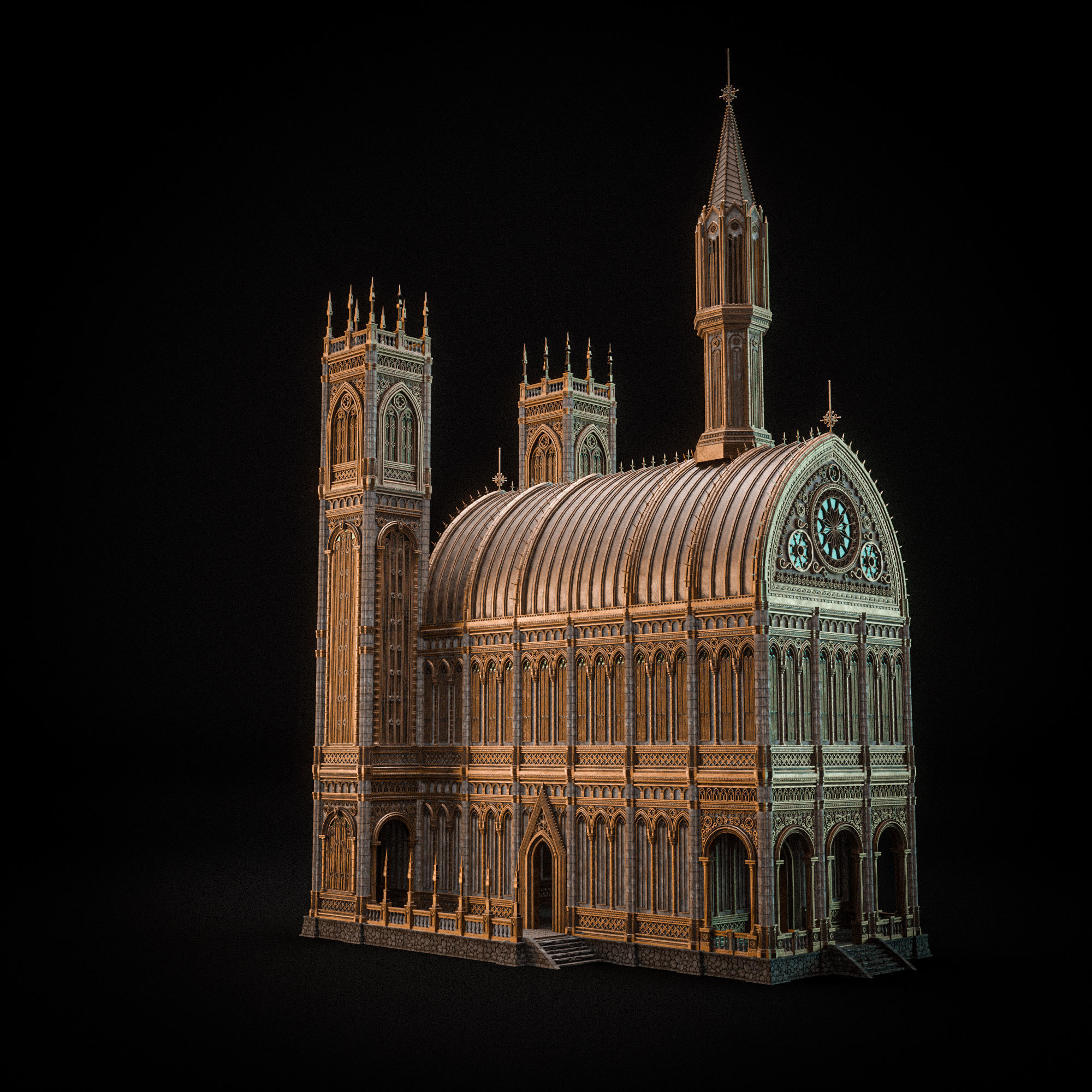 GOTHIC MODULAR BUILDING 6 Low-poly 3D model_8