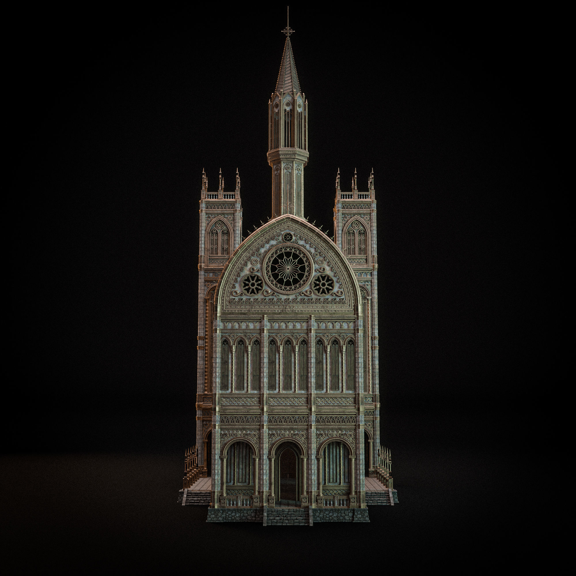 GOTHIC MODULAR BUILDING 6 Low-poly 3D model_9