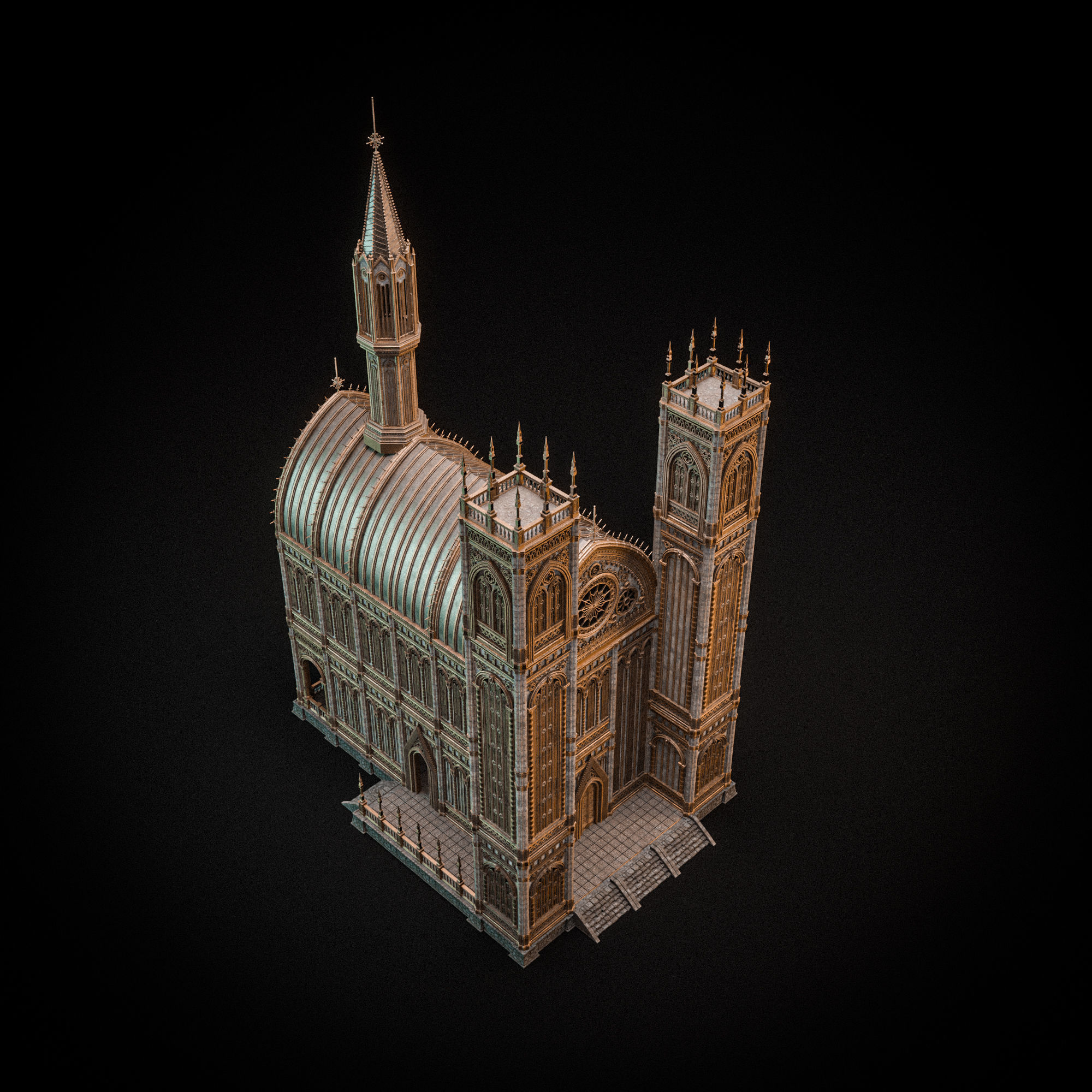 GOTHIC MODULAR BUILDING 6 Low-poly 3D model_13