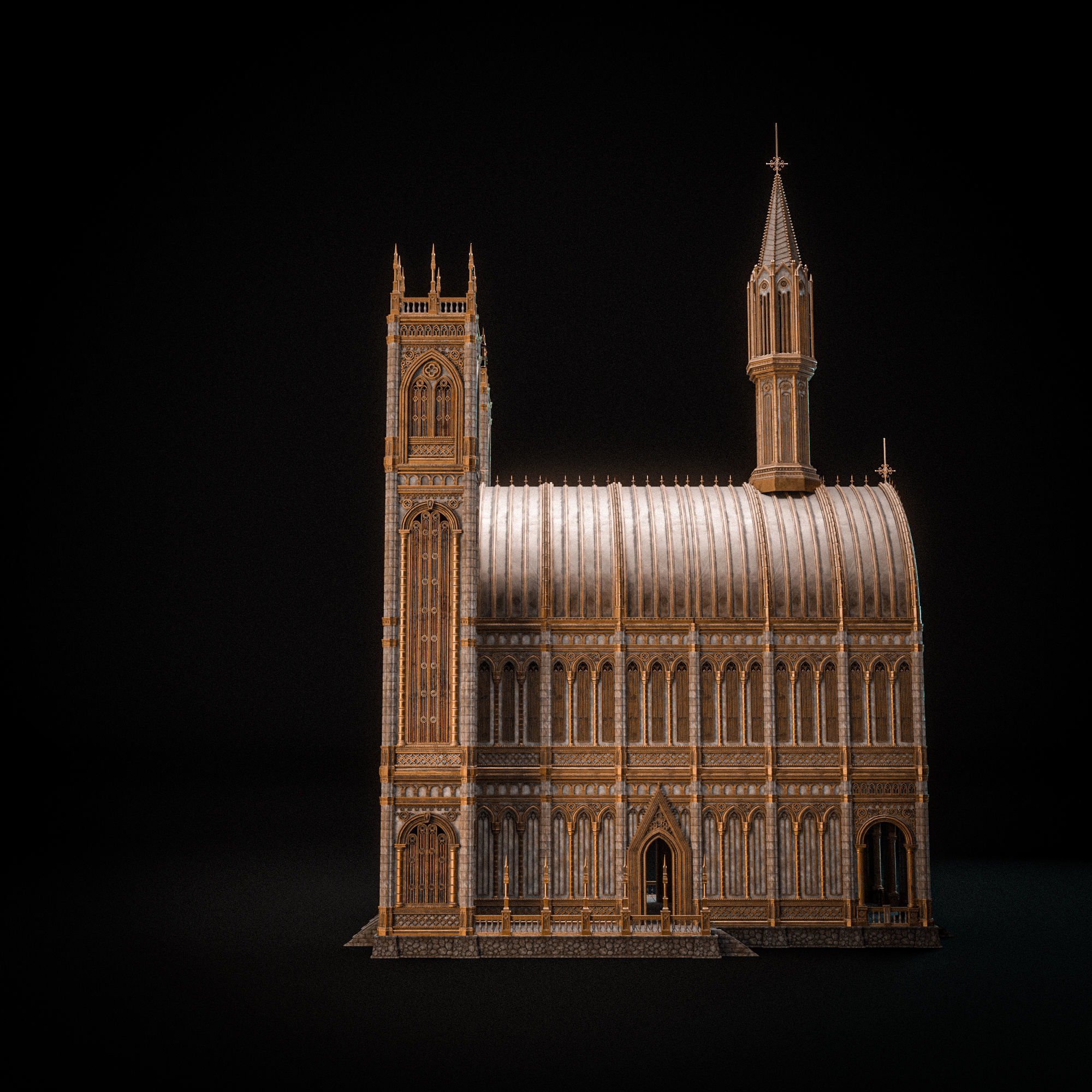 GOTHIC MODULAR BUILDING 6 Low-poly 3D model_7