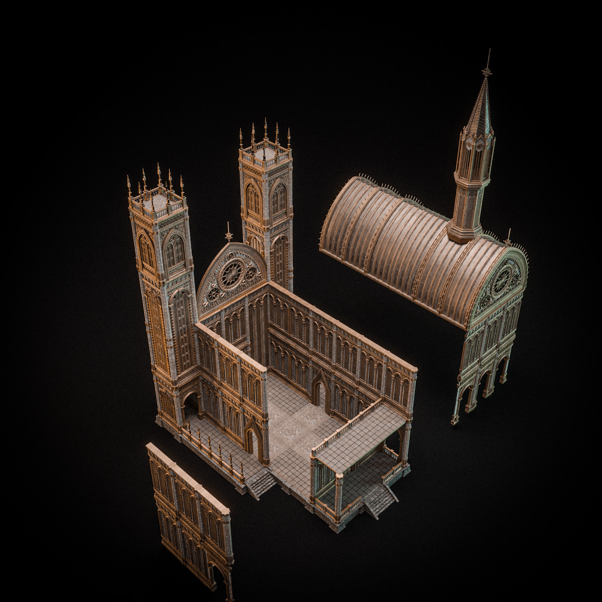 GOTHIC MODULAR BUILDING 6 Low-poly 3D model_14