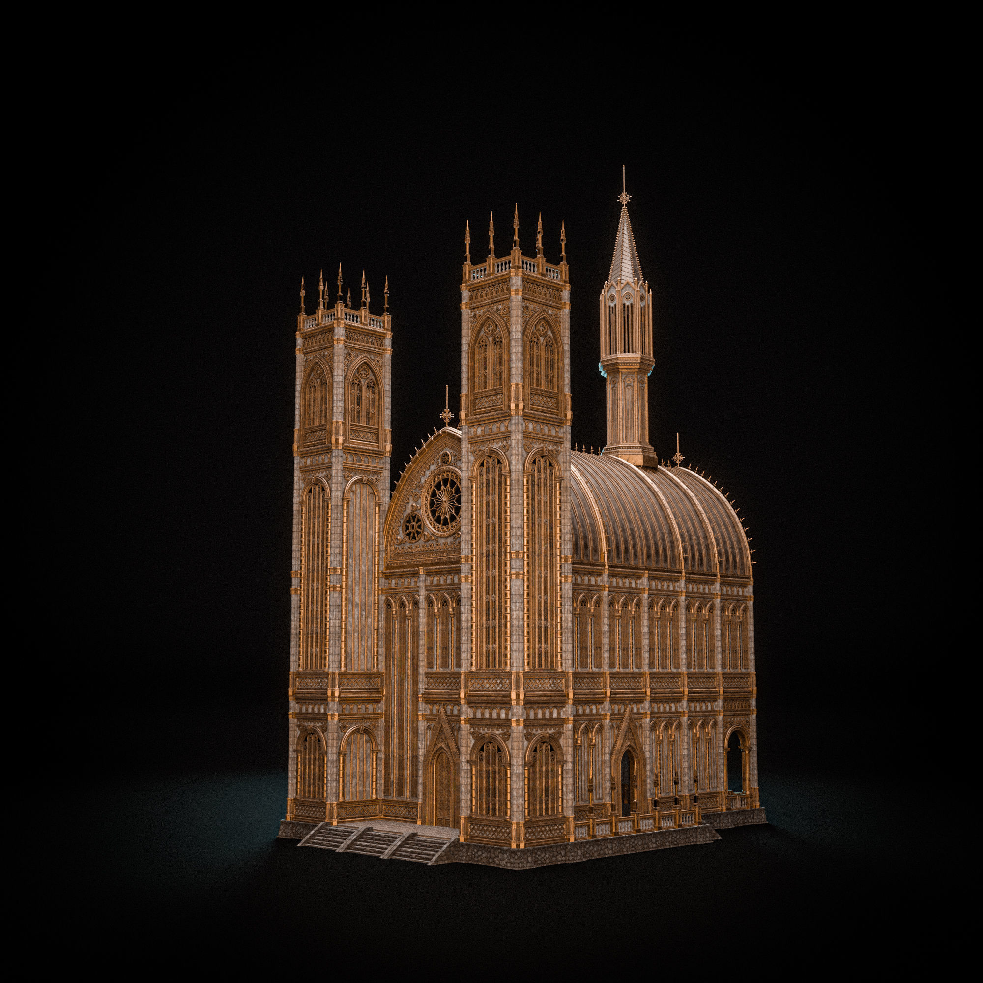 GOTHIC MODULAR BUILDING 6 Low-poly 3D model_6
