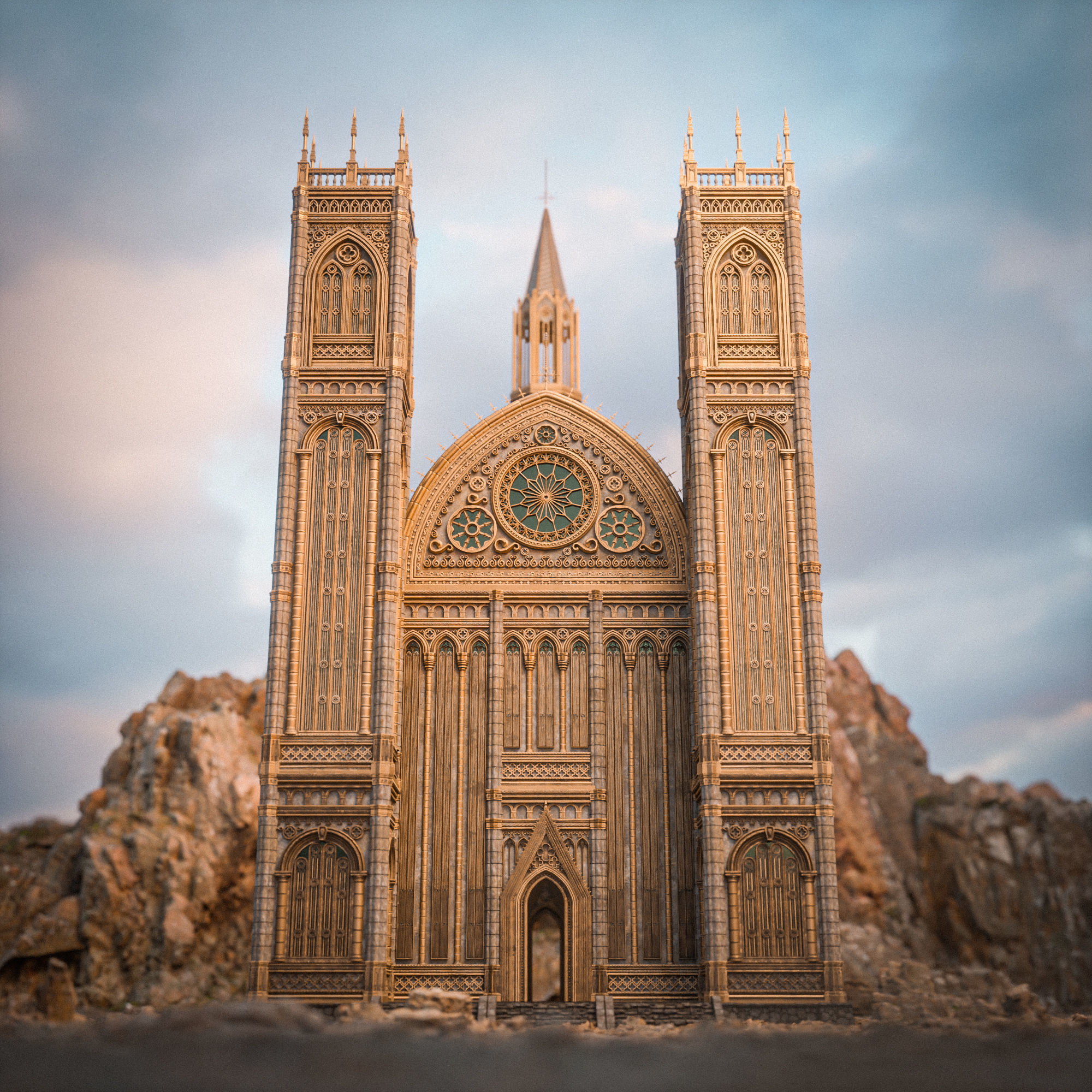 GOTHIC MODULAR BUILDING 6 Low-poly 3D model_2