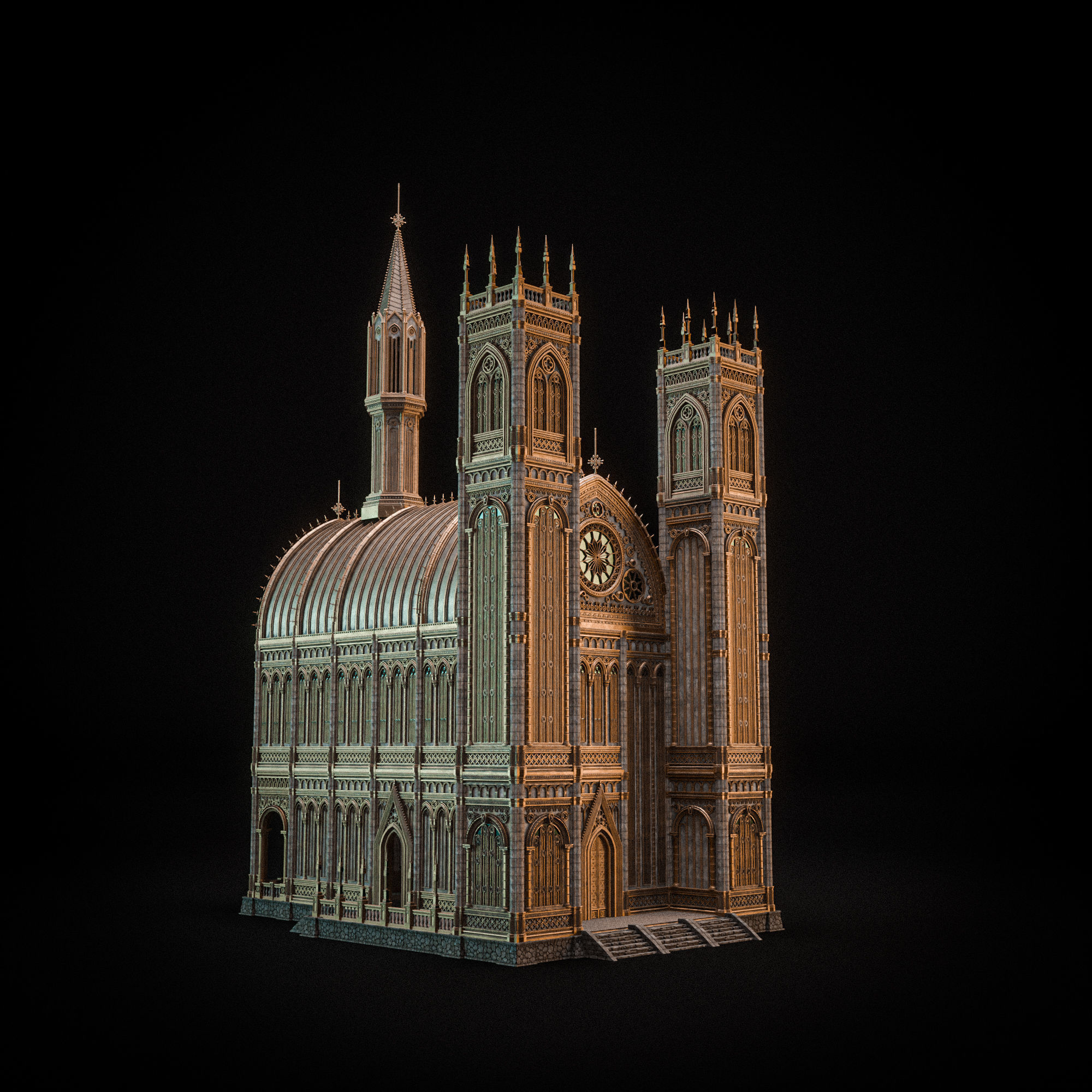 GOTHIC MODULAR BUILDING 6 Low-poly 3D model_12