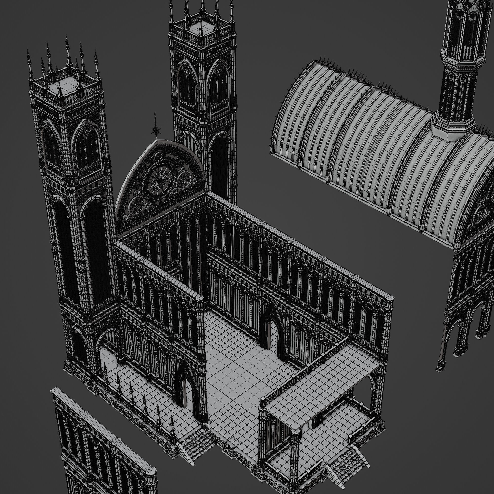 GOTHIC MODULAR BUILDING 6 Low-poly 3D model_18