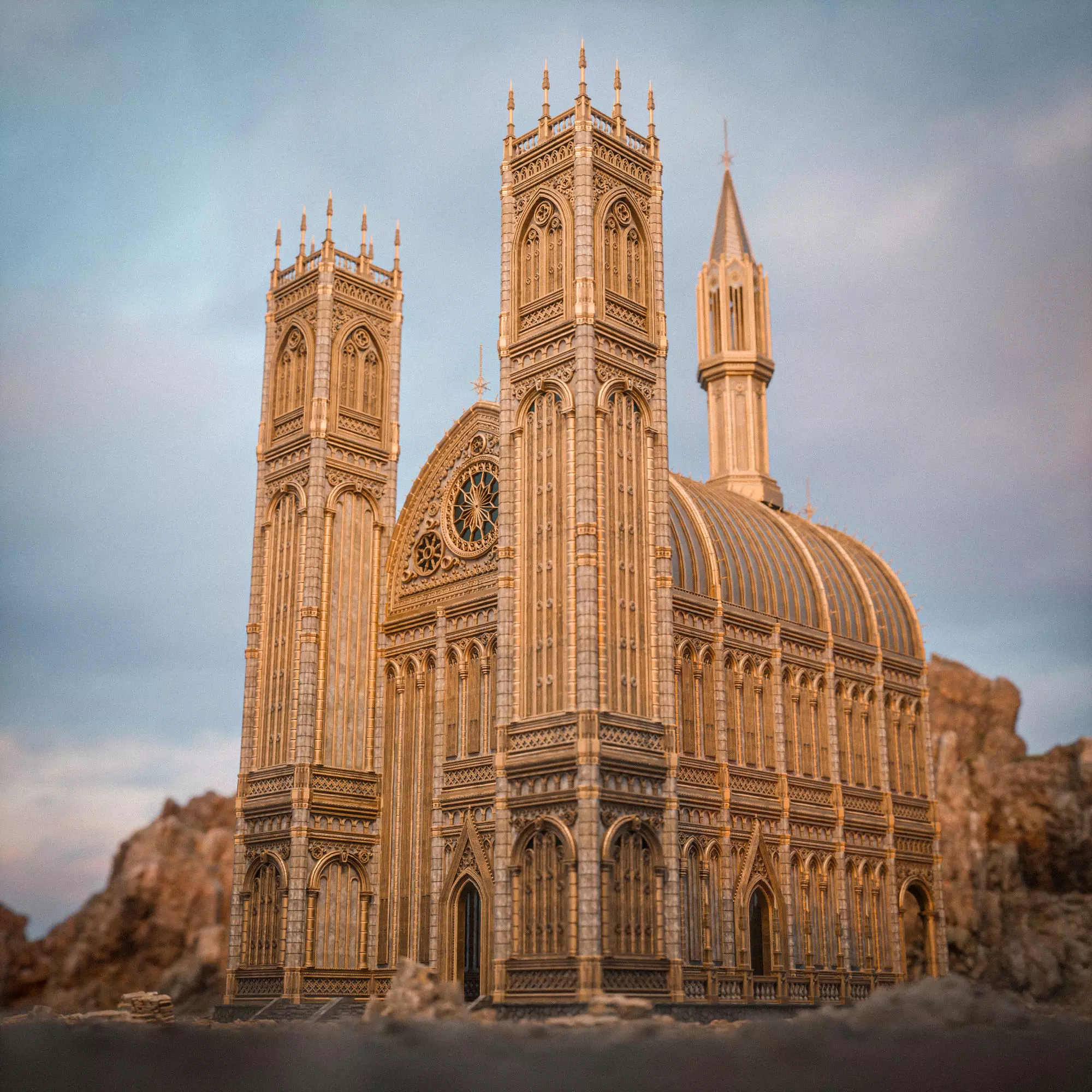 GOTHIC MODULAR BUILDING 6 Low-poly 3D model_0