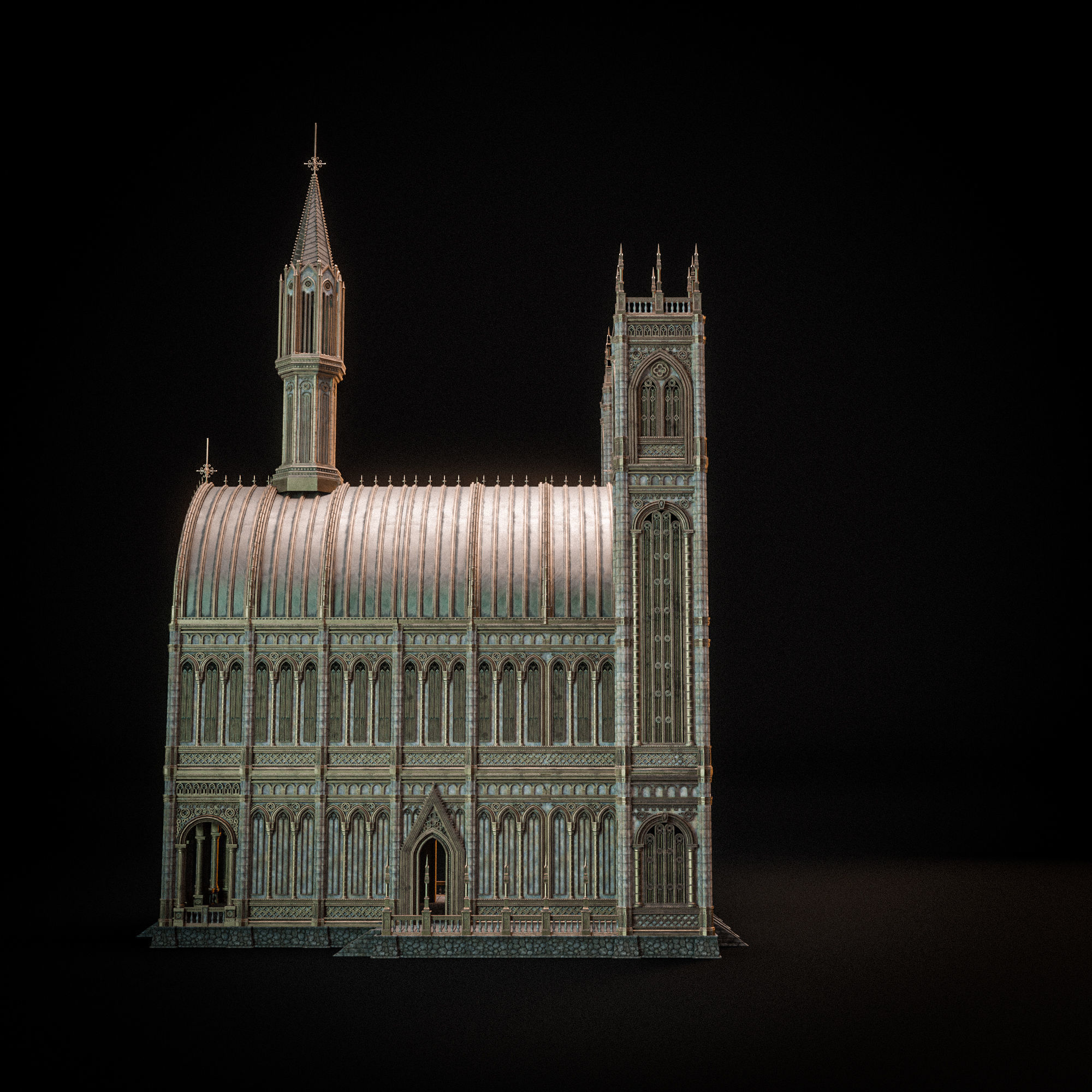 GOTHIC MODULAR BUILDING 6 Low-poly 3D model_11