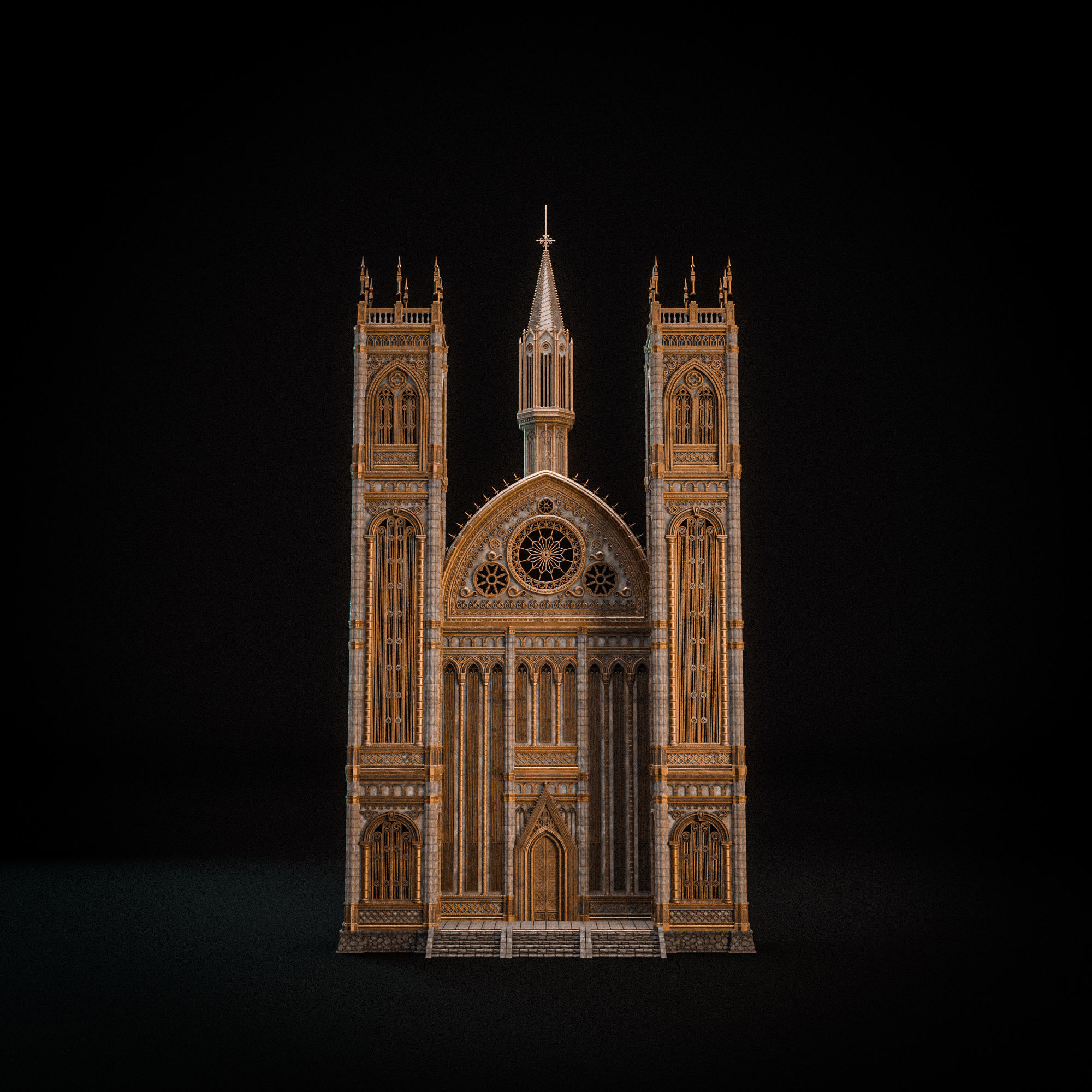GOTHIC MODULAR BUILDING 6 Low-poly 3D model_5
