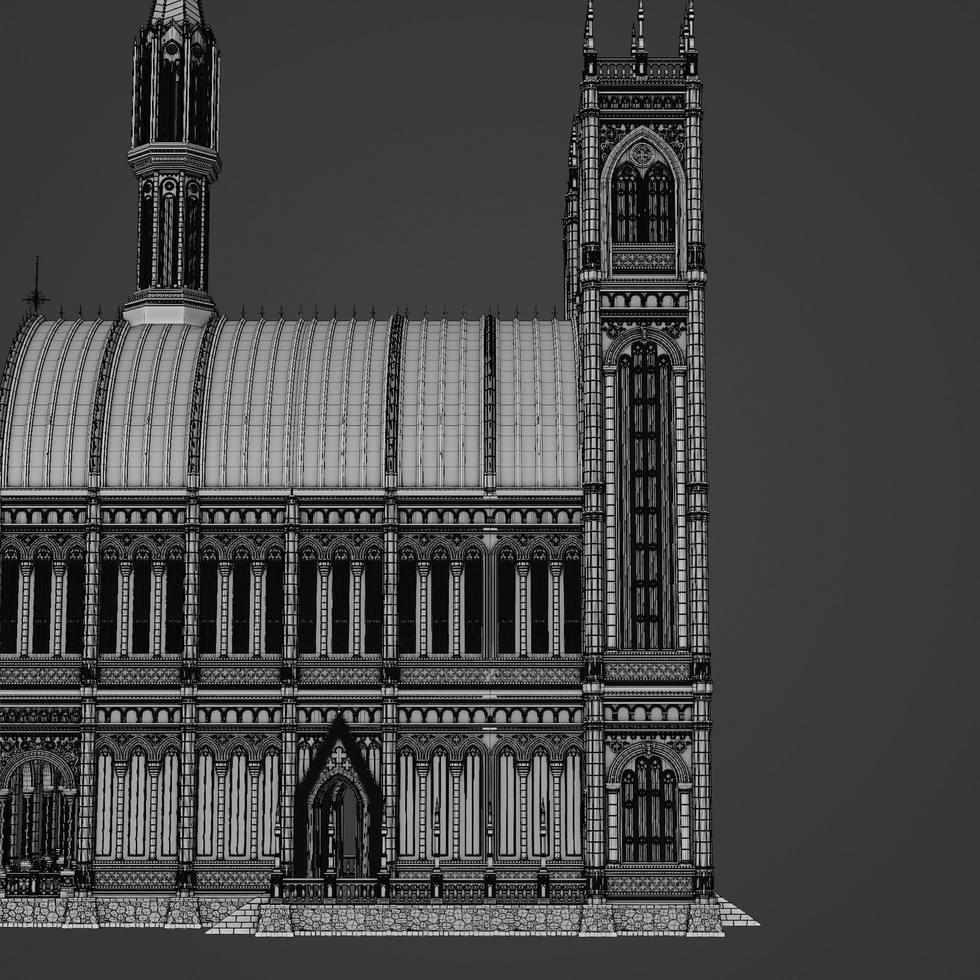 GOTHIC MODULAR BUILDING 6 Low-poly 3D model_17
