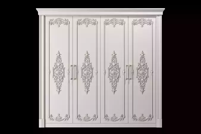 blk wood classical wardrobe art 008