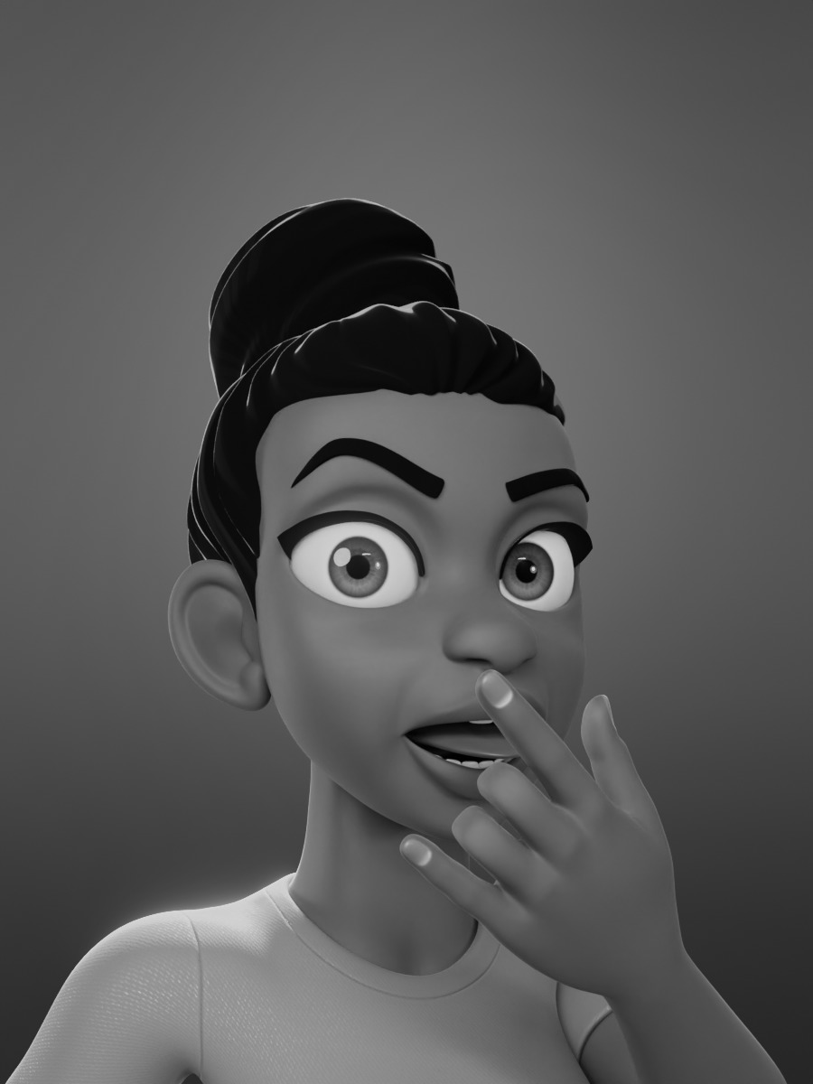 Donia cartoon female Rigged in blender Low-poly 3D model_4
