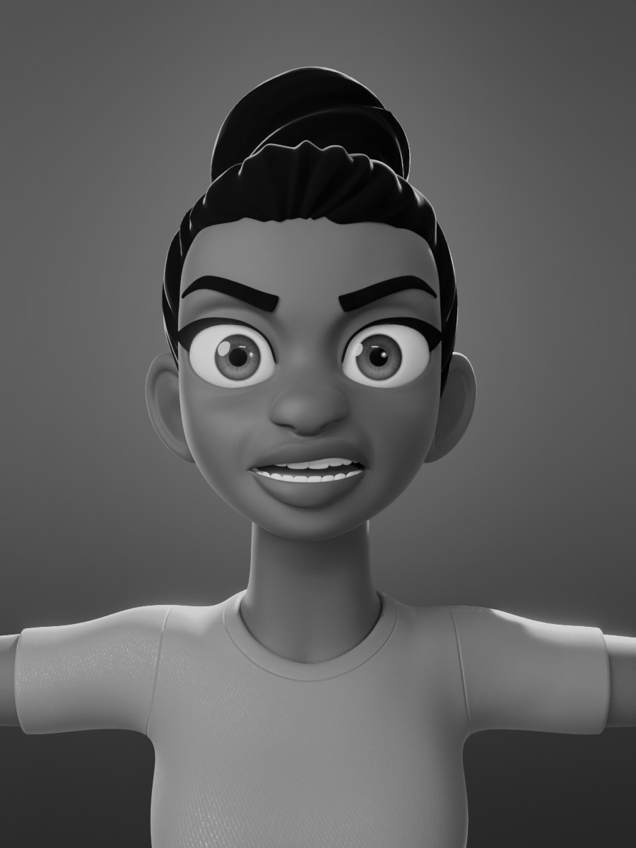 Donia cartoon female Rigged in blender Low-poly 3D model_6