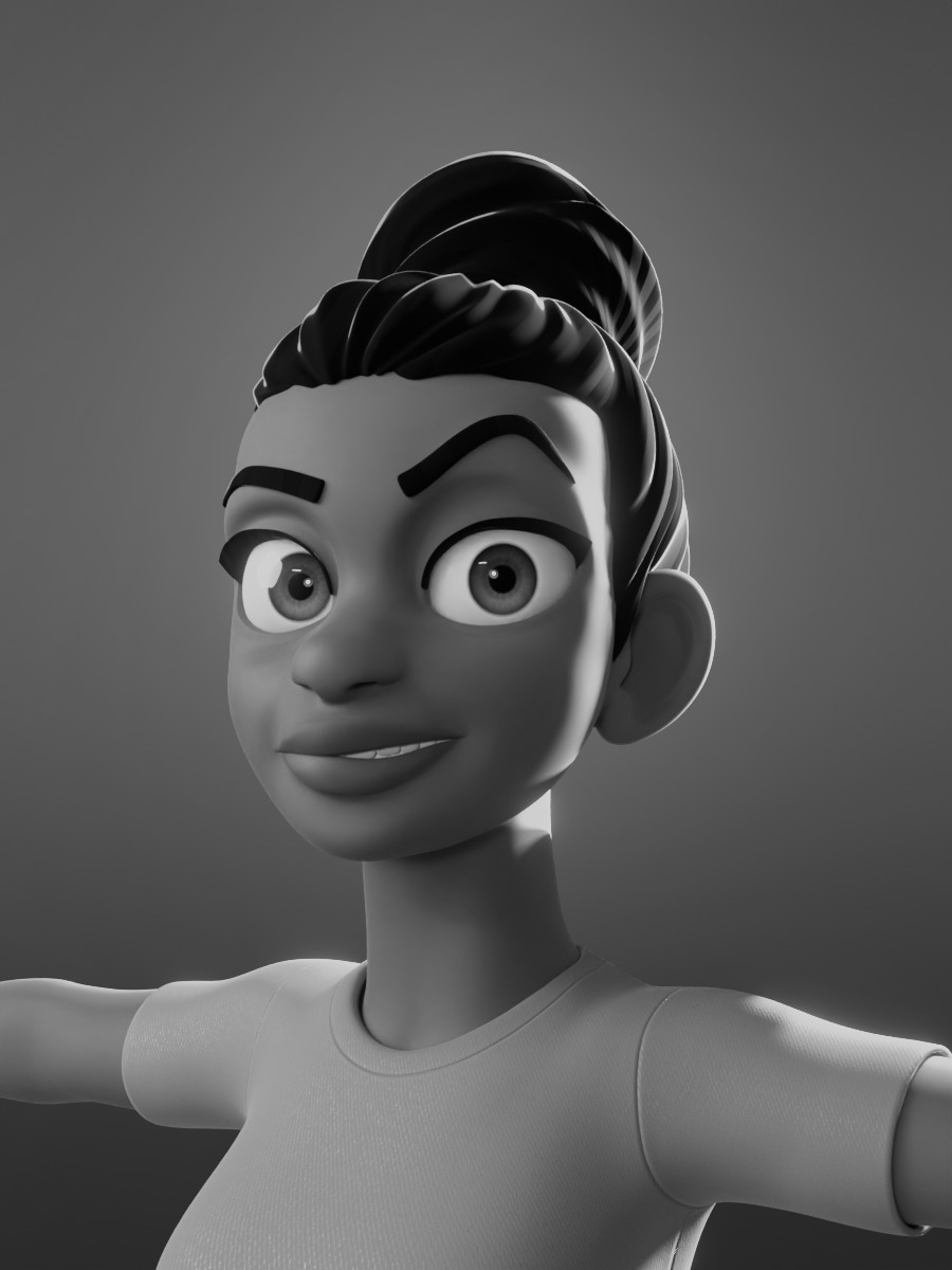 Donia cartoon female Rigged in blender Low-poly 3D model_10