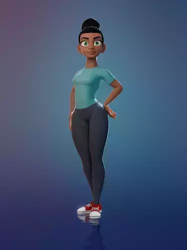 Donia cartoon female Rigged in blender Low-poly 3D model
