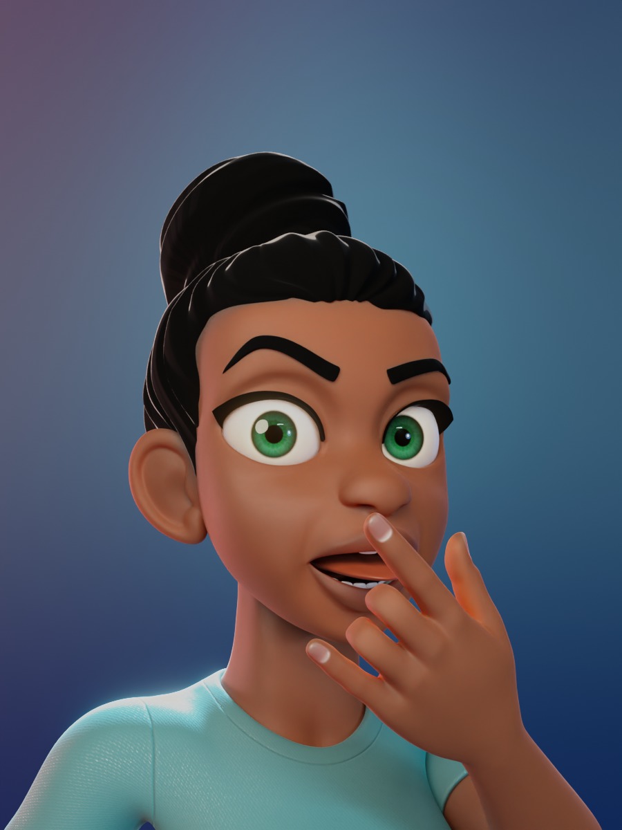 Donia cartoon female Rigged in blender Low-poly 3D model_9