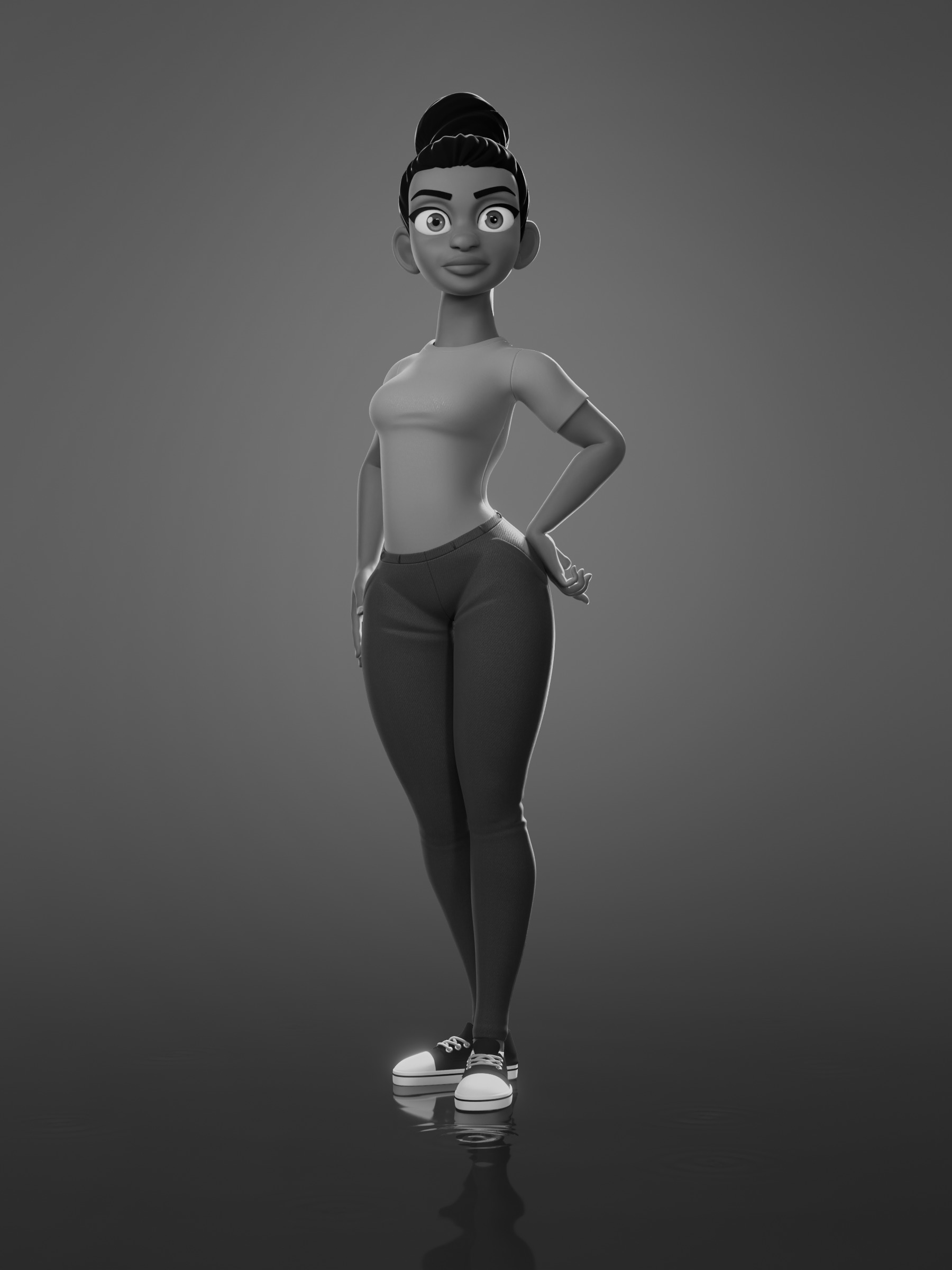 Donia cartoon female Rigged in blender Low-poly 3D model_8