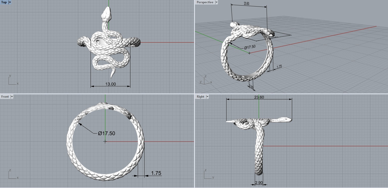 High jewelry Snake ring 2025 R44 16-20 sizes 3D print model 3D print model_1