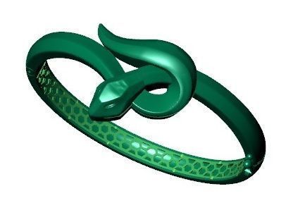 Green Snake design bangle  3D model 3D print model_5