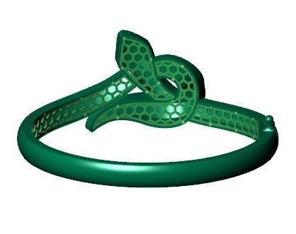 Green Snake design bangle  3D model 3D print model_4