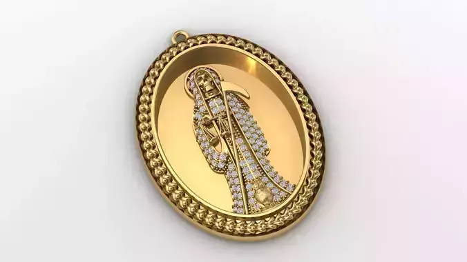  santa muerte holy death small size pendant 3D STL 3DM skull